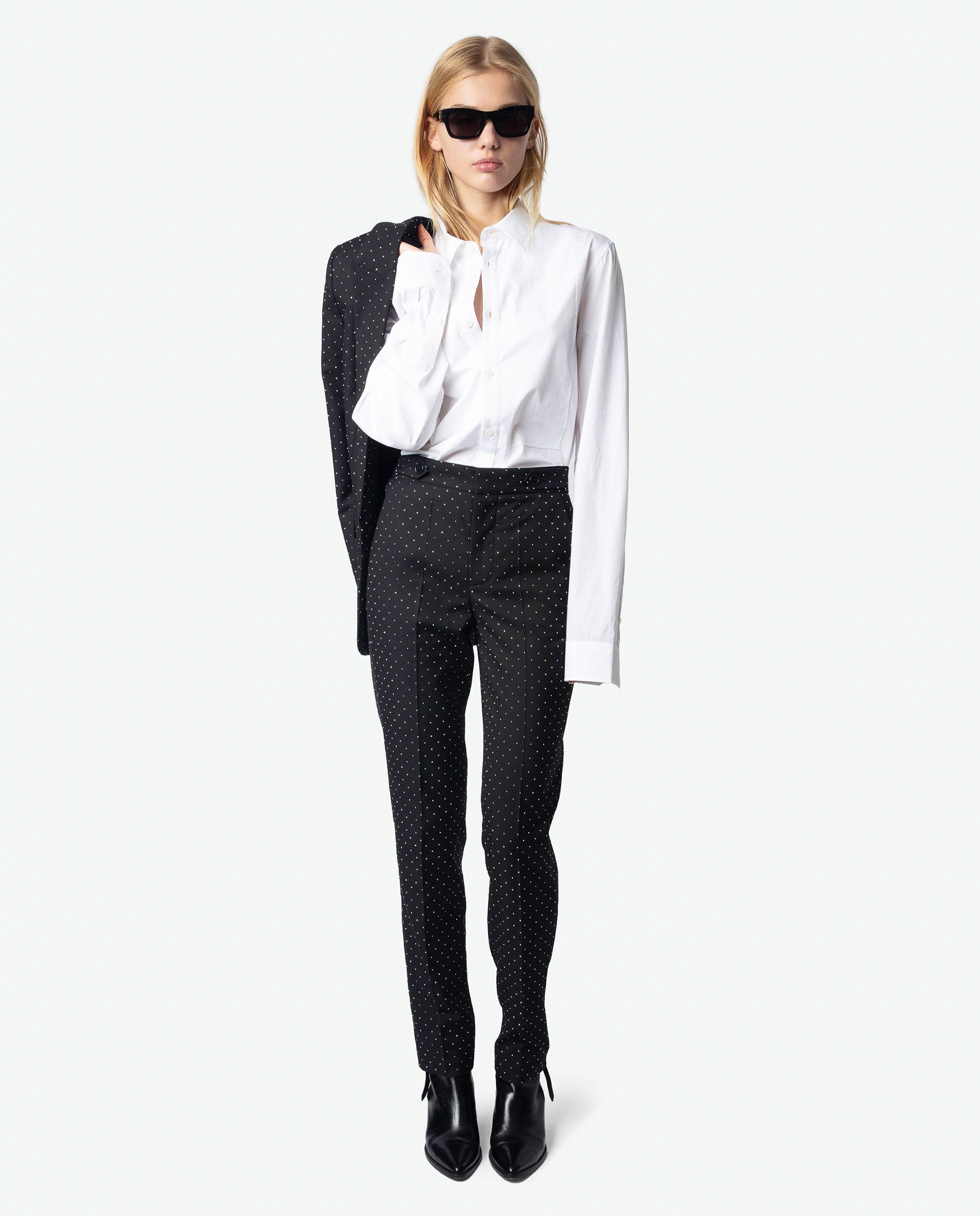 Zadig & Voltaire - Pantalón recto de mujer Panny con strass.