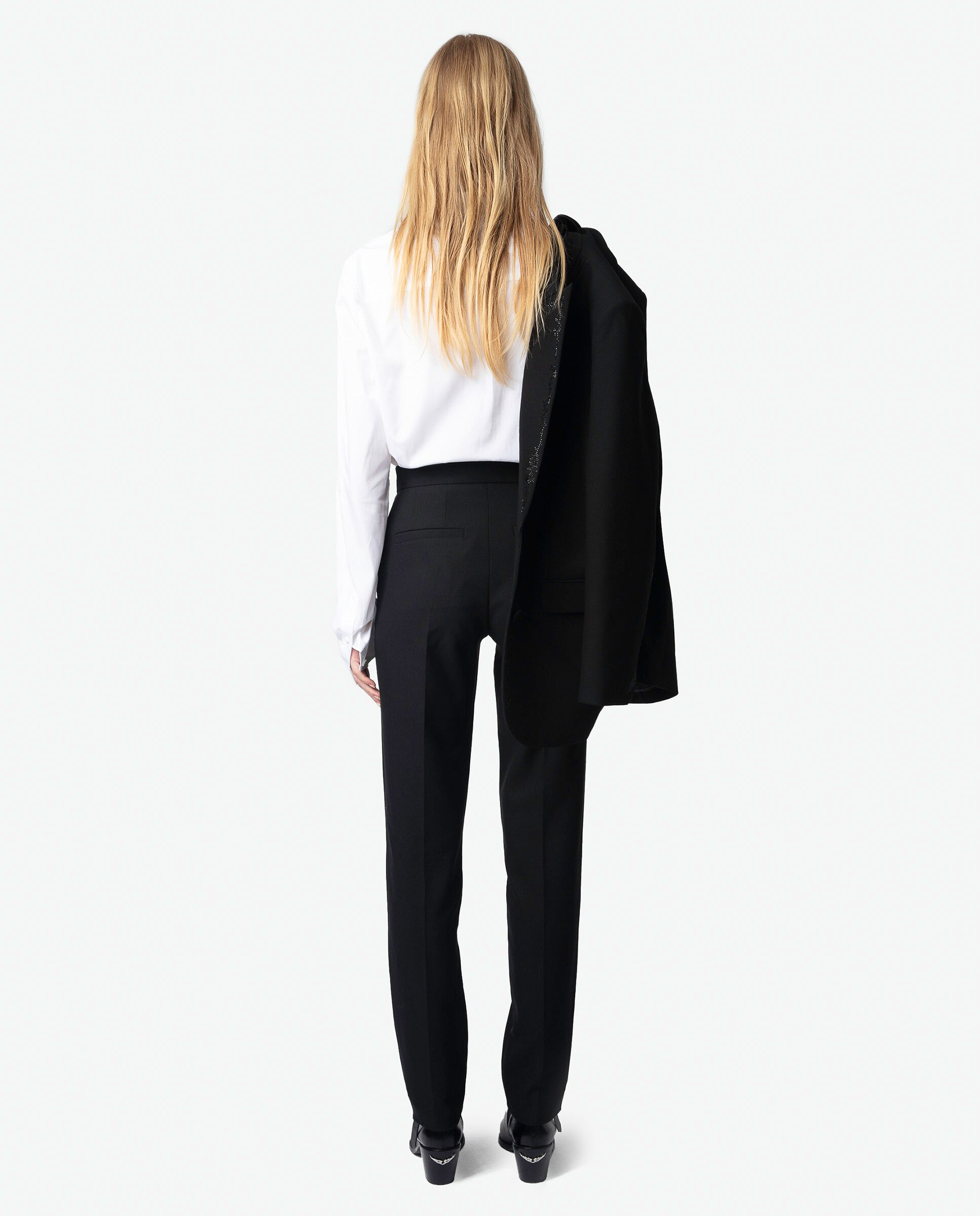 Pantalones rectos de mujer de traje cintura alta con strass - Zadig & Voltaire - Negro Negro-2