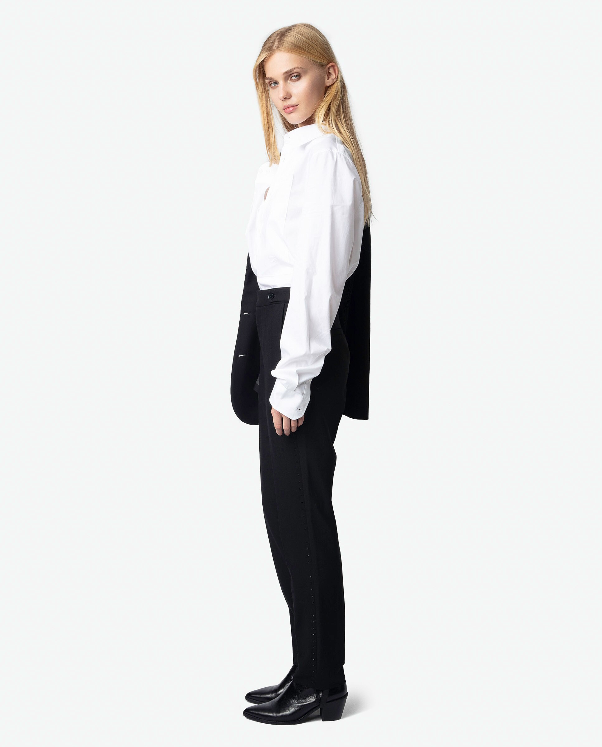 Pantalones rectos de mujer de traje cintura alta con strass - Zadig & Voltaire - Negro Negro-3