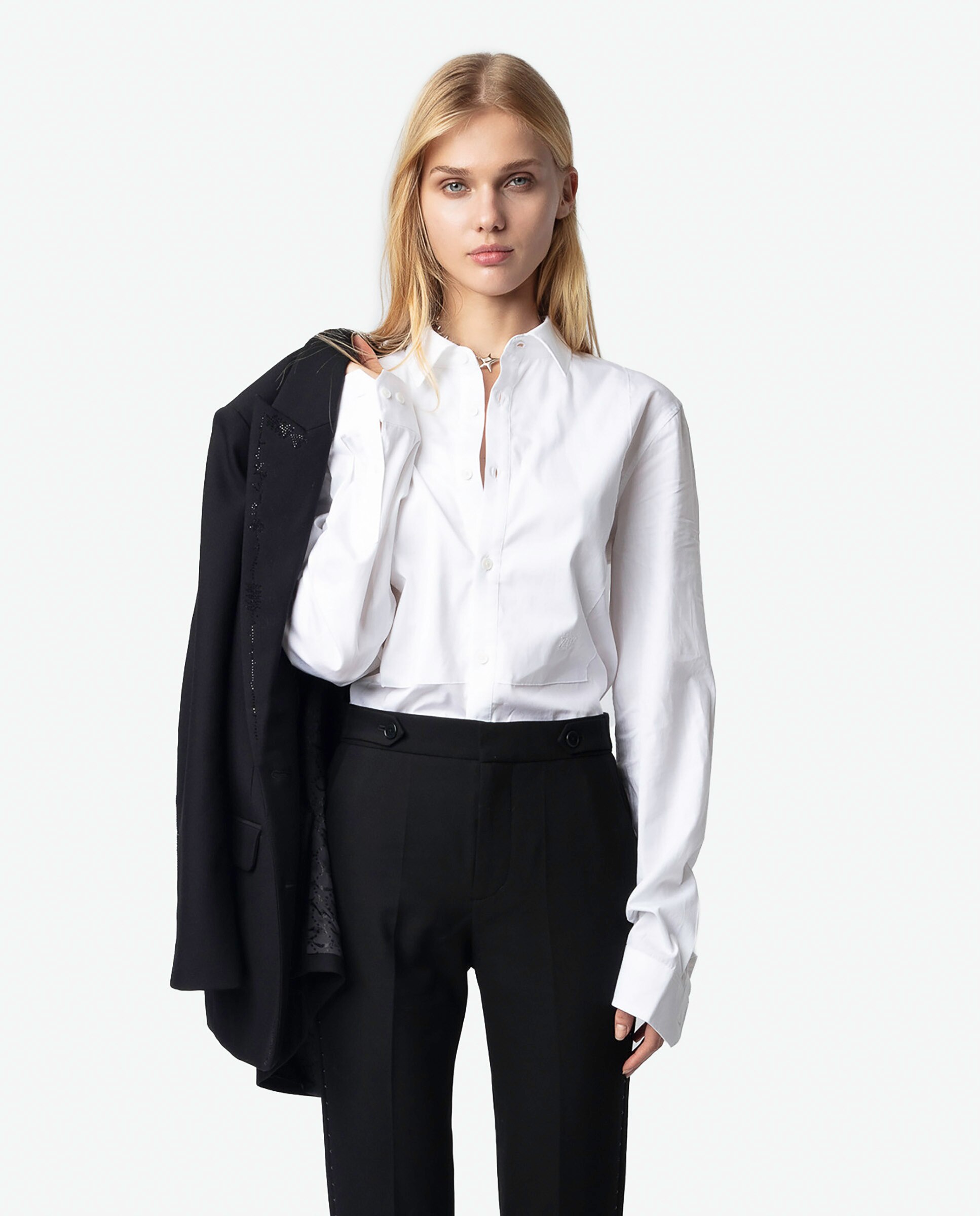 Pantalones rectos de mujer de traje cintura alta con strass - Zadig & Voltaire - Negro Negro-4