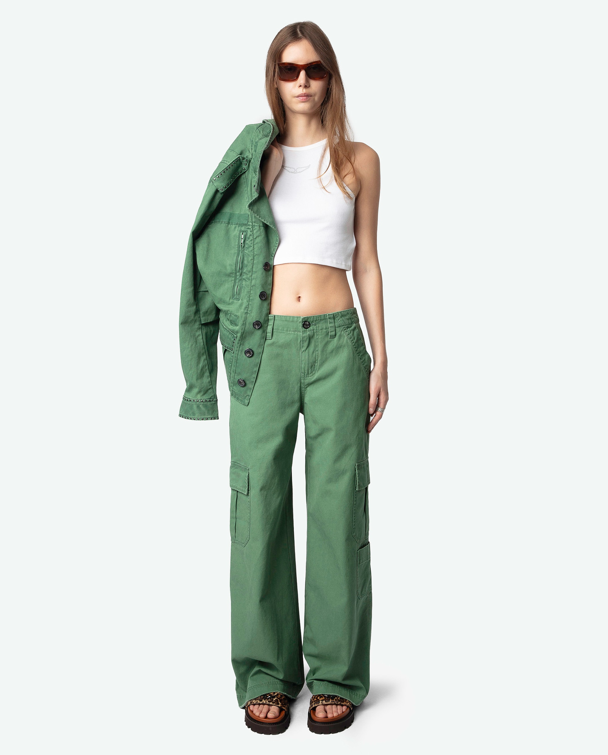 Zadig & Voltaire - Pantalón recto de mujer Parky con bolsillos cargo.