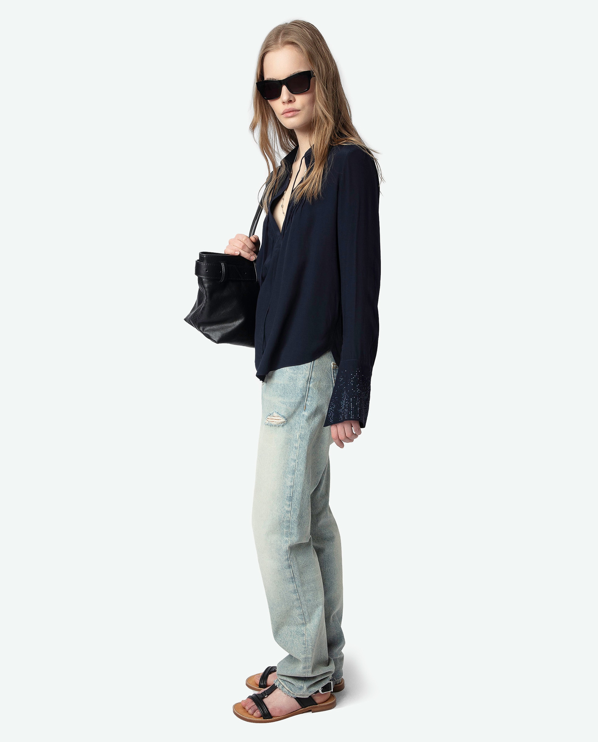 Imagen 3 de Blusa Taika de mujer de mangas largas de viscosa - Zadig & Voltaire - Azul marino Azul marino