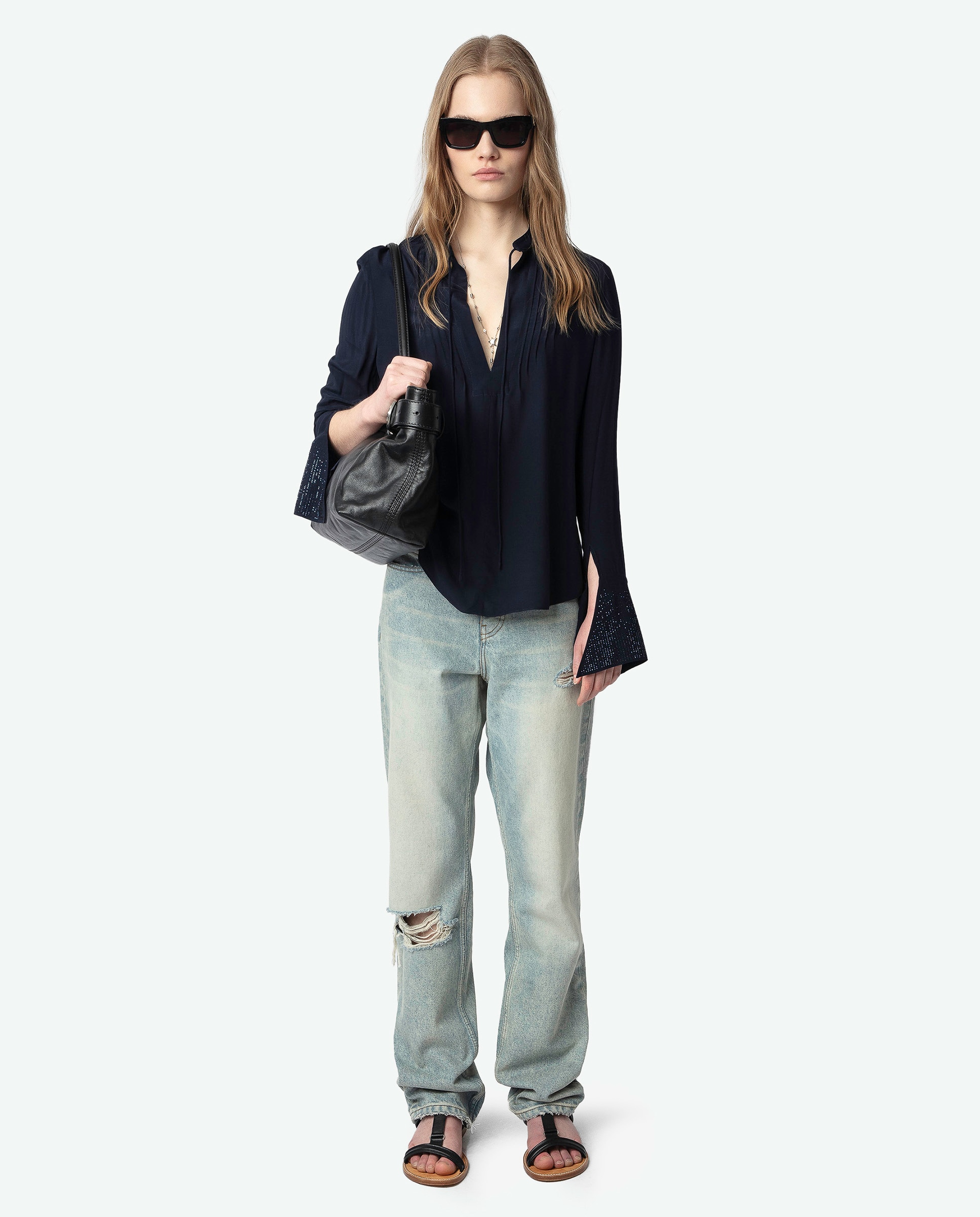 Imagen 4 de Blusa Taika de mujer de mangas largas de viscosa - Zadig & Voltaire - Azul marino Azul marino