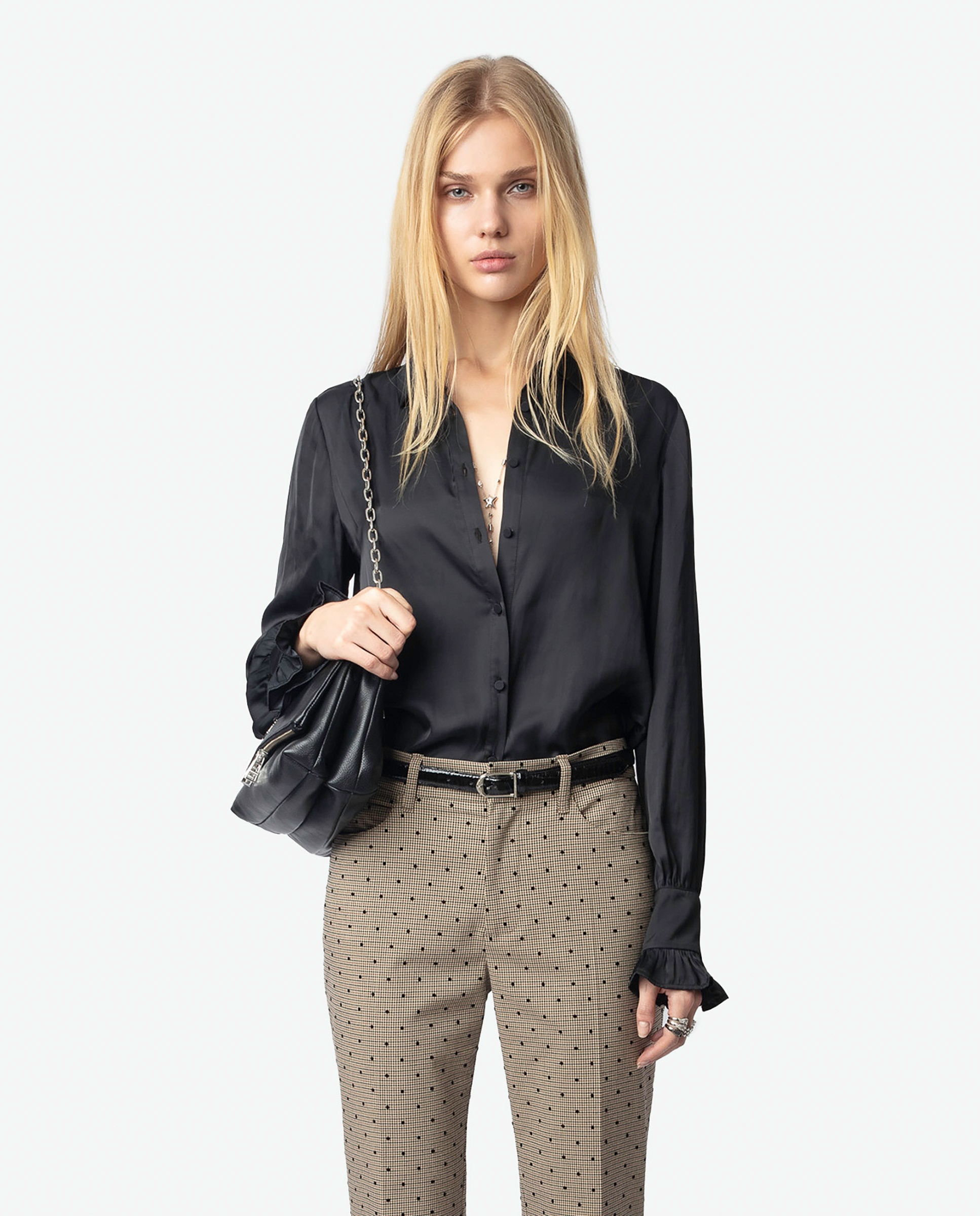 Zadig & Voltaire - Camisa de mujer Thely satinada de manga larga.