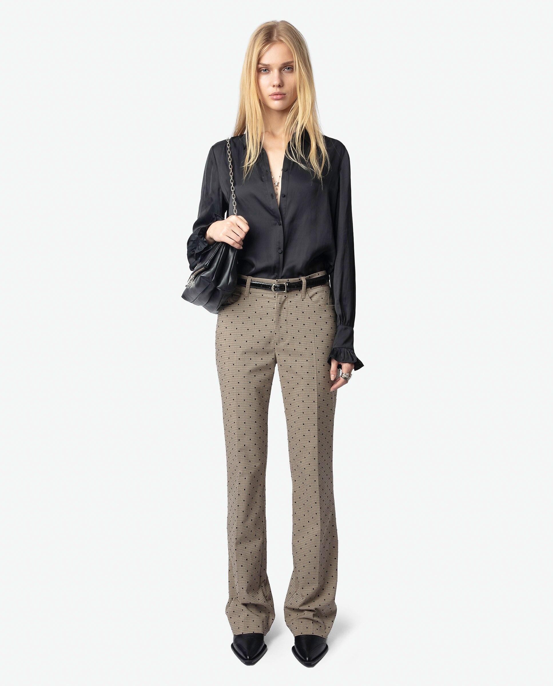 Camisa de satén de mujer de manga larga - Zadig & Voltaire - Negro Negro-4