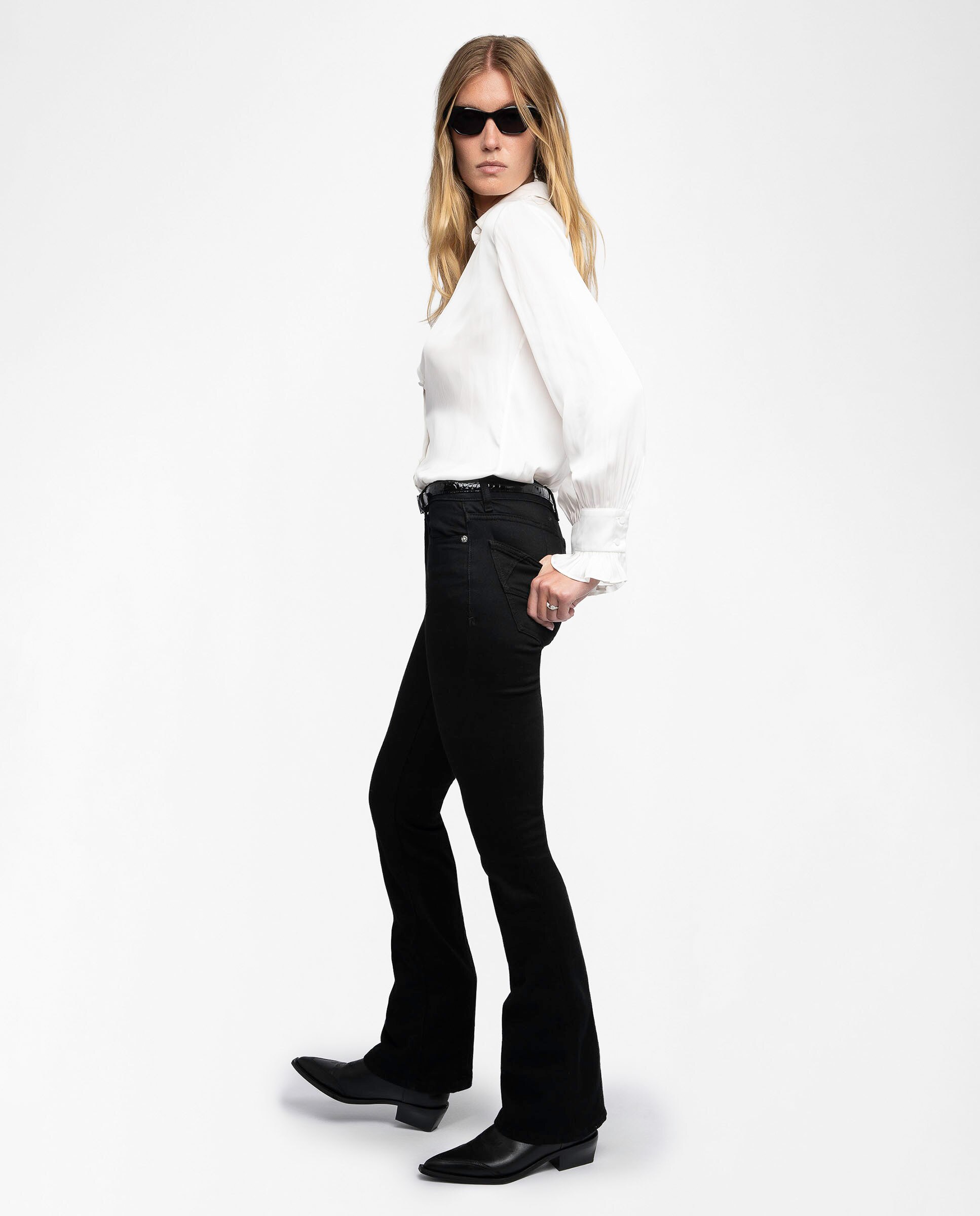 Camisa de satén de mujer de manga larga - Zadig & Voltaire - Blanco Blanco-3