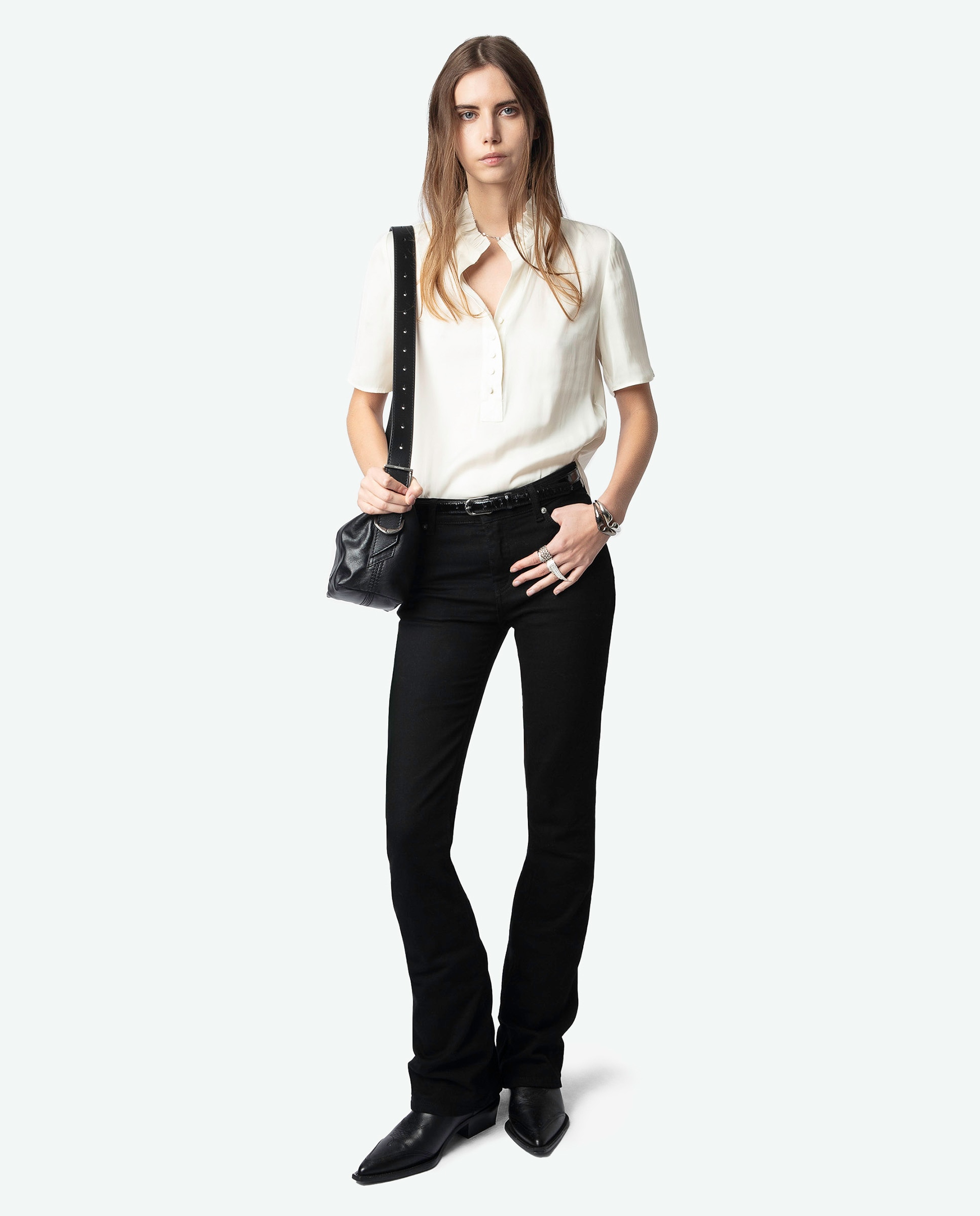 Top de satén de mujer de manga corta - Zadig & Voltaire - Beige Beige-4