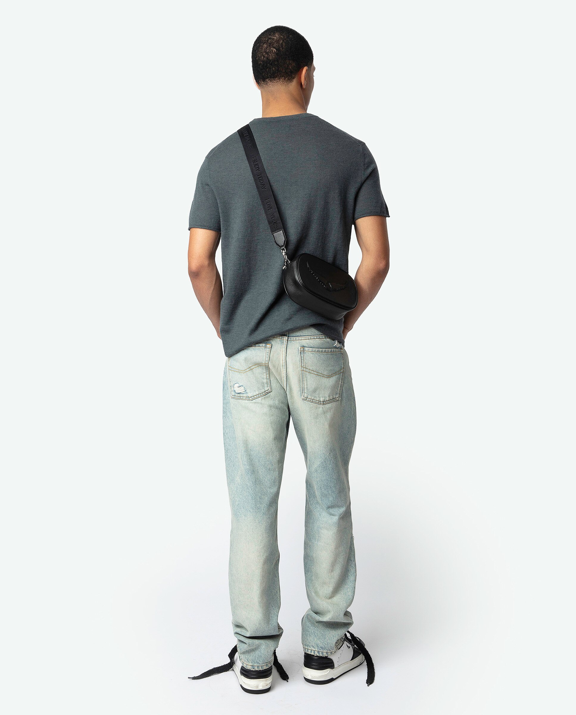 Jersey Jimmy 100% Cachemira de hombre de manga corta Gris oscuro