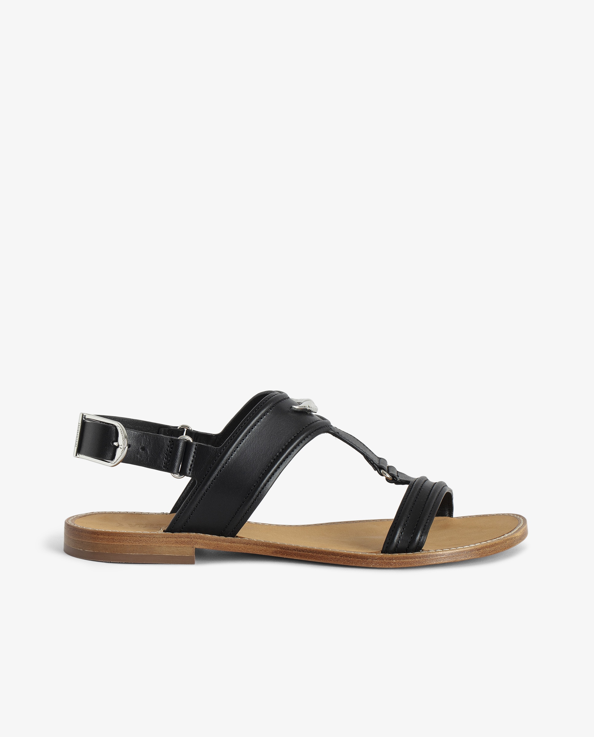Zadig & Voltaire - Sandalias planas Caprese de mujer en negro.