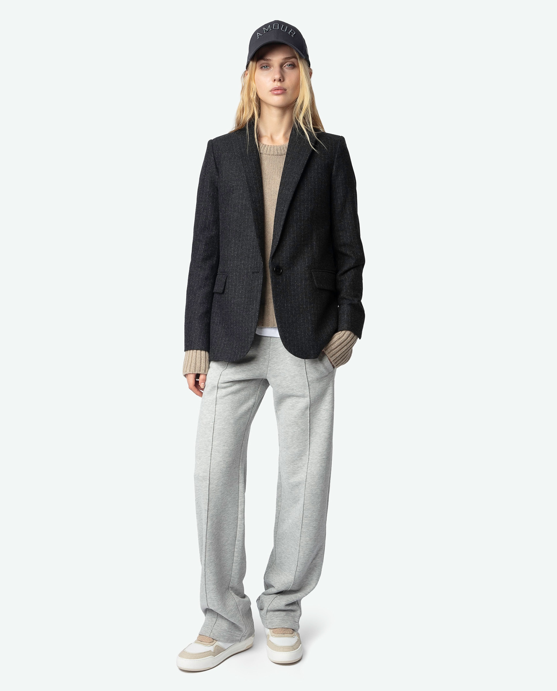 Zadig & Voltaire - Pantalones rectos de mujer anchos de jogging con strass.