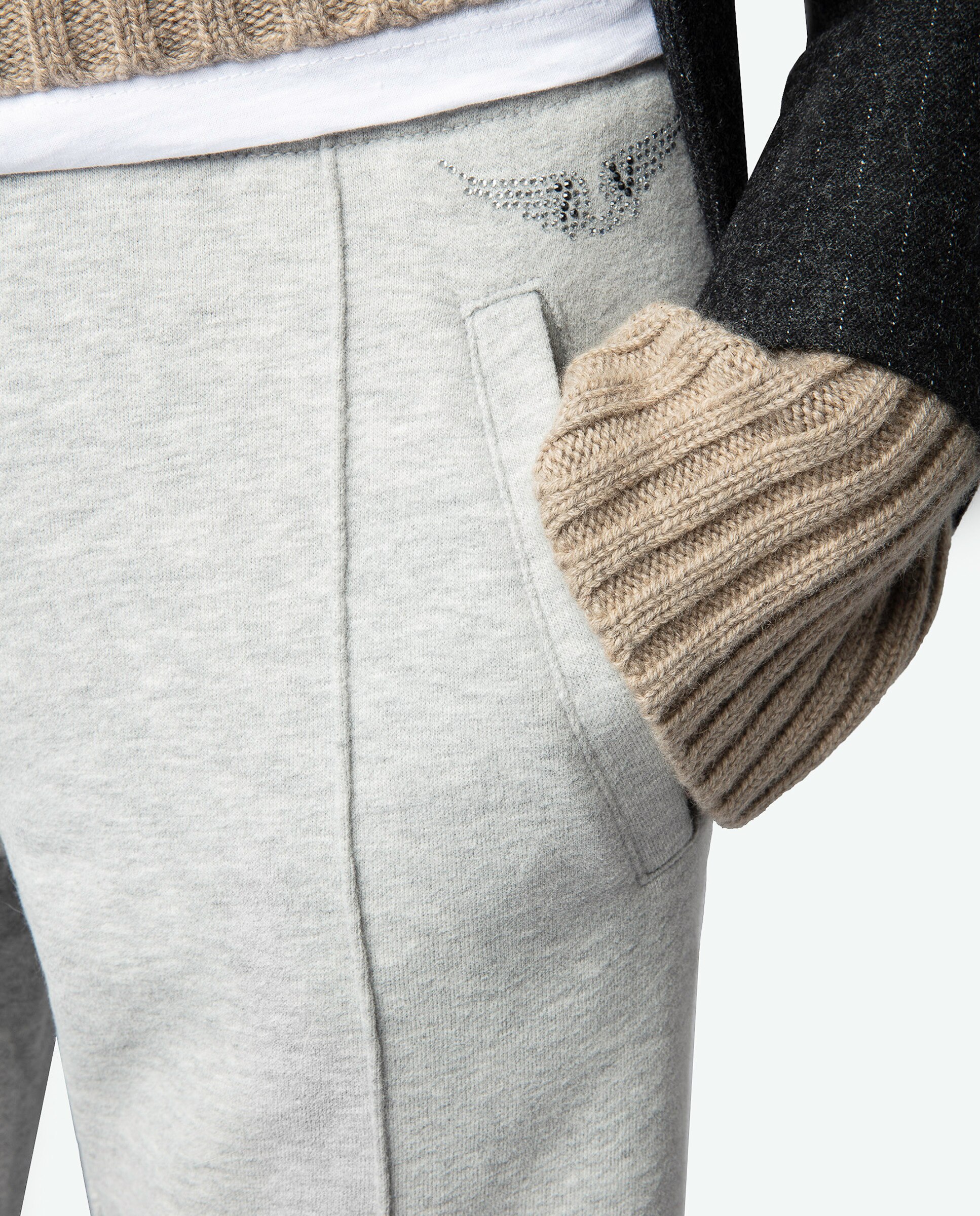Pantalones rectos de mujer anchos de jogging con strass - Zadig & Voltaire - Gris claro Gris claro-5
