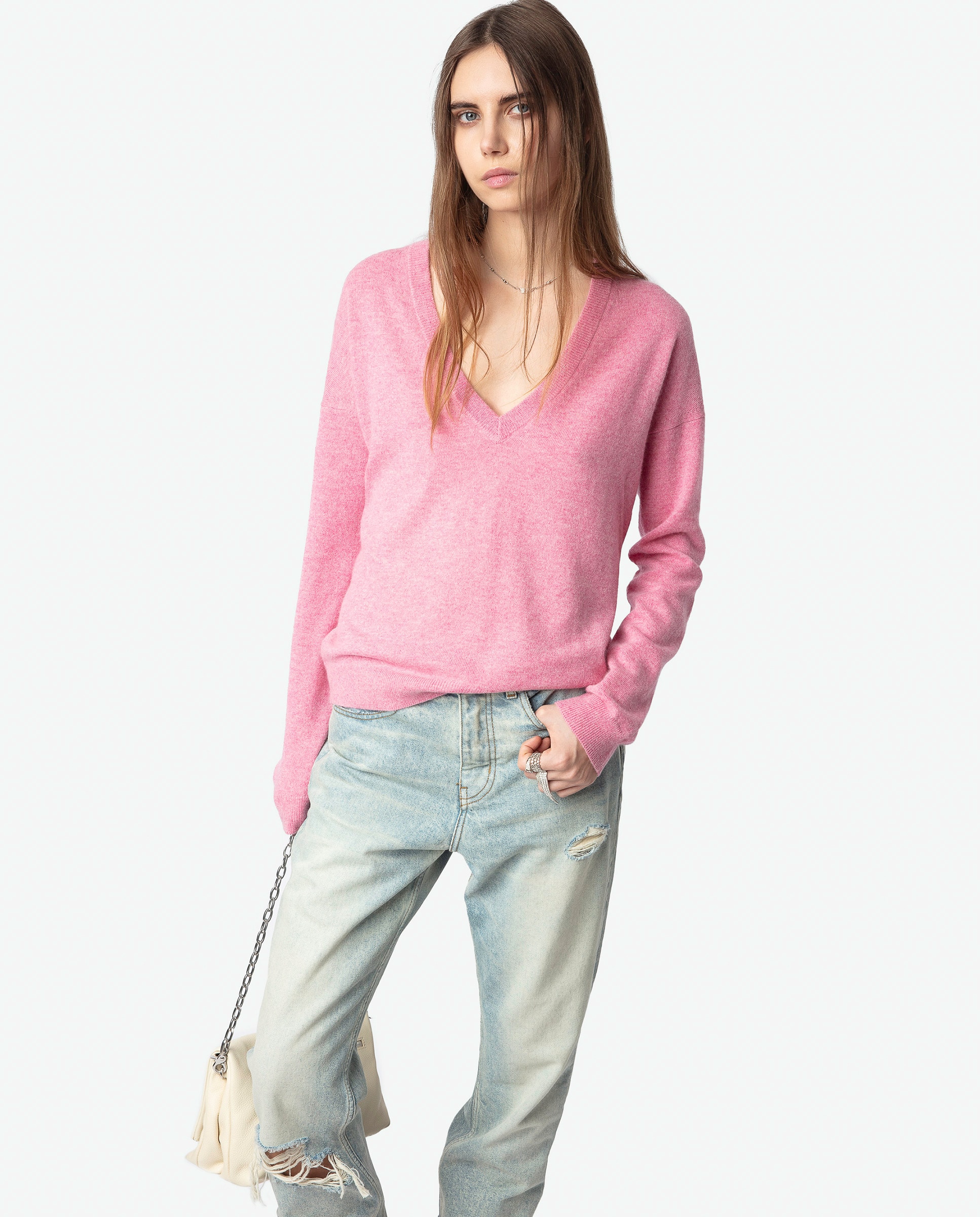Zadig & Voltaire - Jersey de mujer Vivi Patch 100% cashmere.