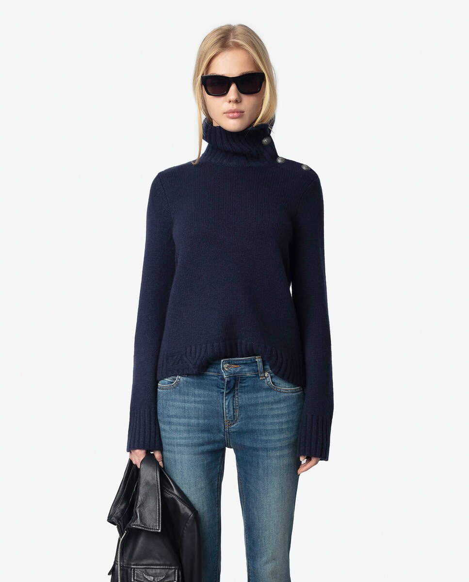 Jersey Nalma 100% cachemira de mujer de mangas largas 34/XS Azul marino - Main Image