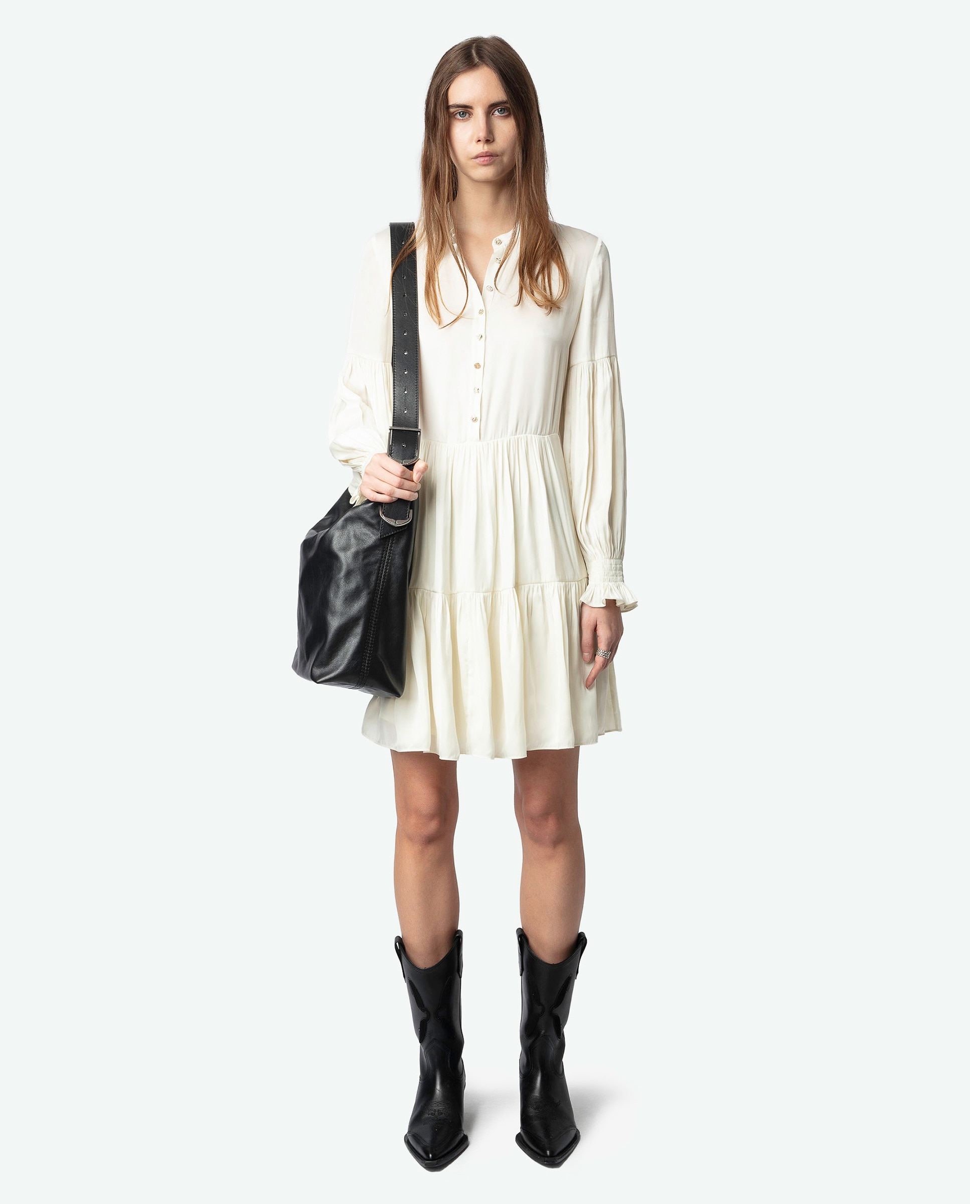 Zadig & Voltaire - Vestido Randy satinado de manga larga.