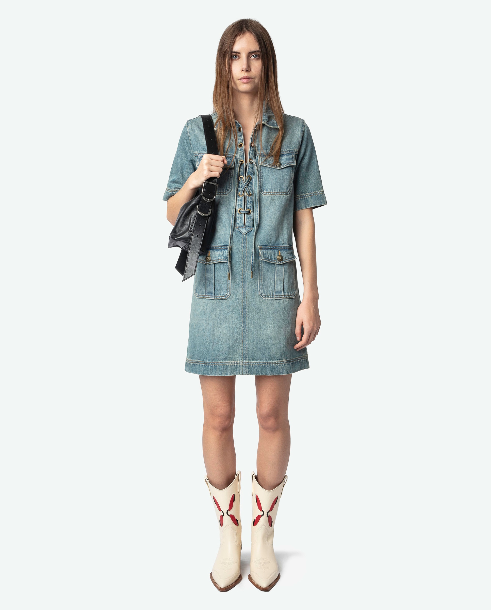 Zadig & Voltaire - Vestido Record vaquero de manga corta.