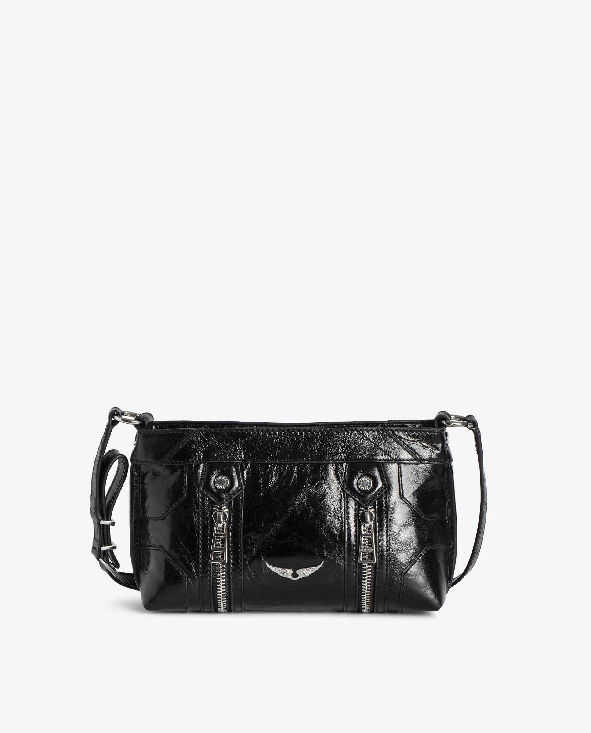 Bolso de mano mediano de cuero charol estilo vintage con correa ajustable - Zadig & Voltaire - Negro Negro-1