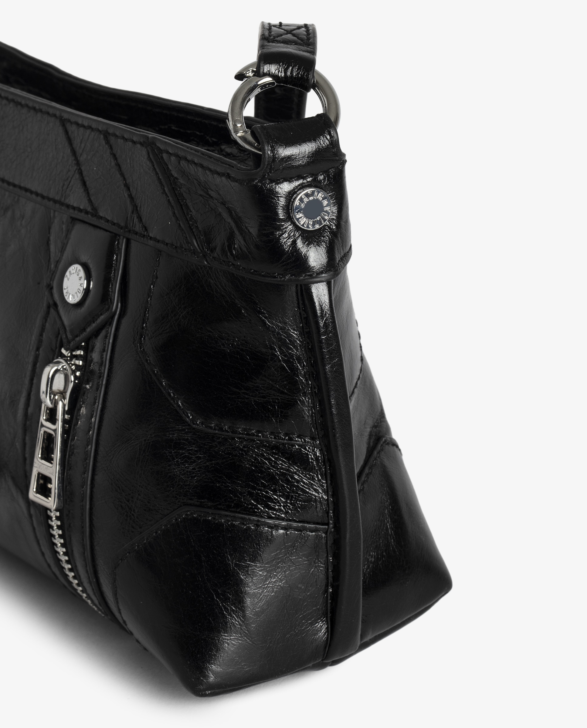 Bolso de mano mediano de cuero charol estilo vintage con correa ajustable - Zadig & Voltaire - Negro Negro-6