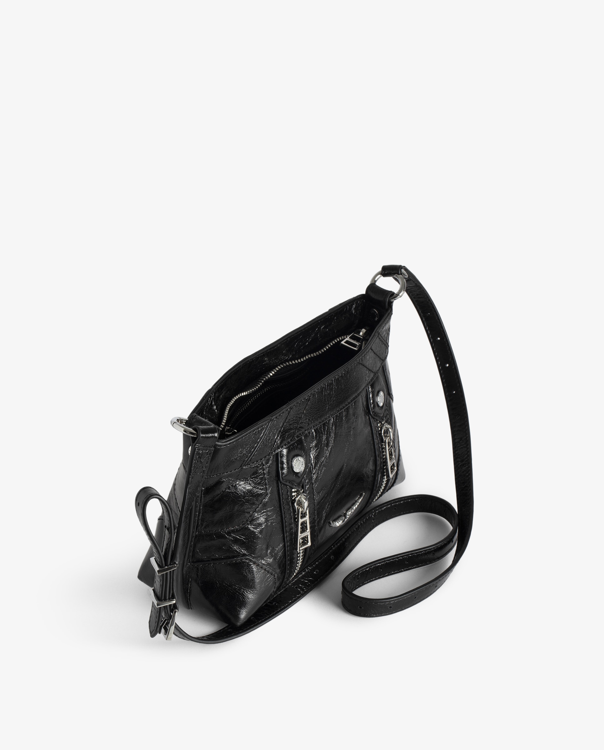 Bolso de mano mediano de cuero charol estilo vintage con correa ajustable - Zadig & Voltaire - Negro Negro-7