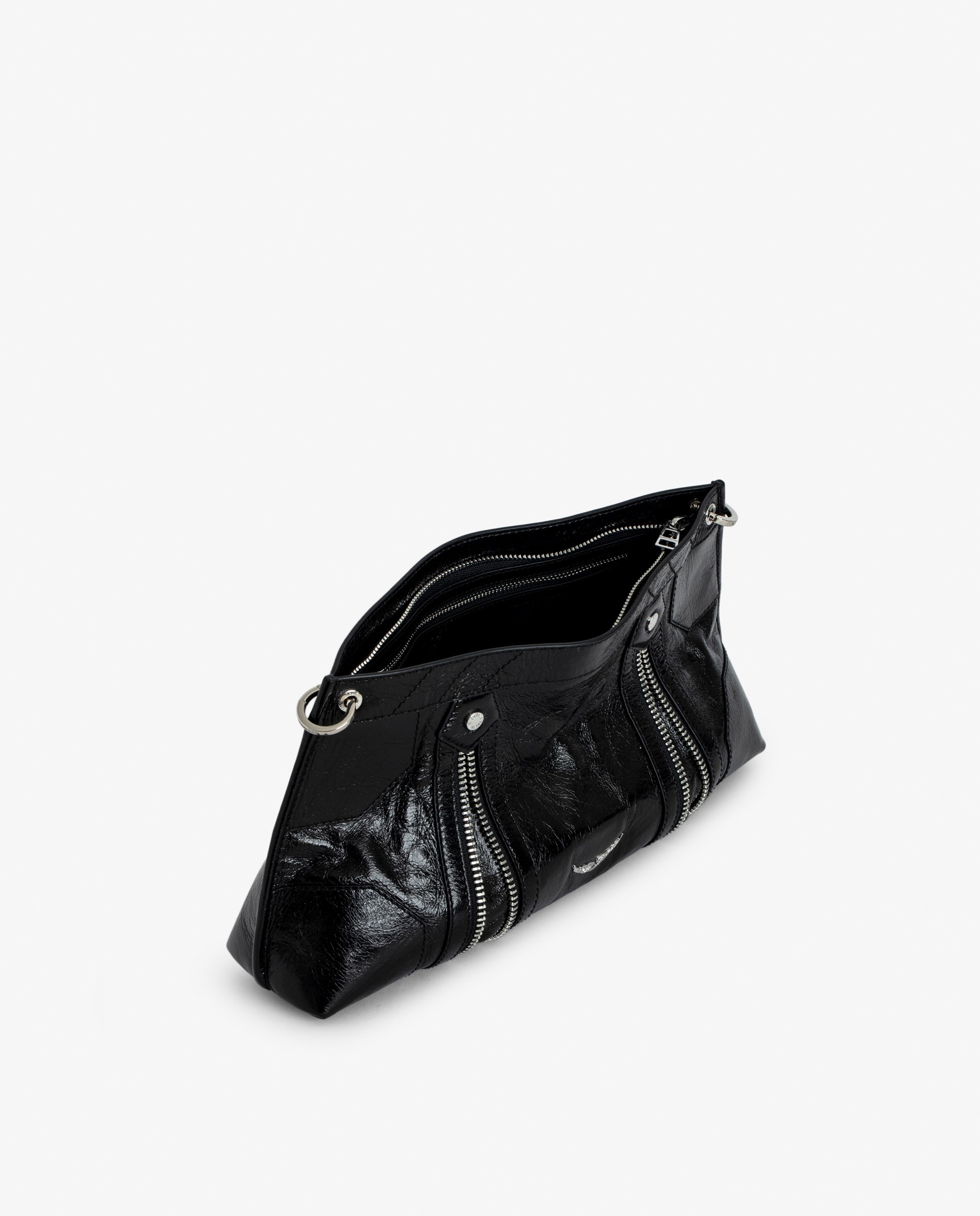 Bandolera de cuero charol efecto vintage con asa ajustable - Zadig & Voltaire - Negro Negro-5