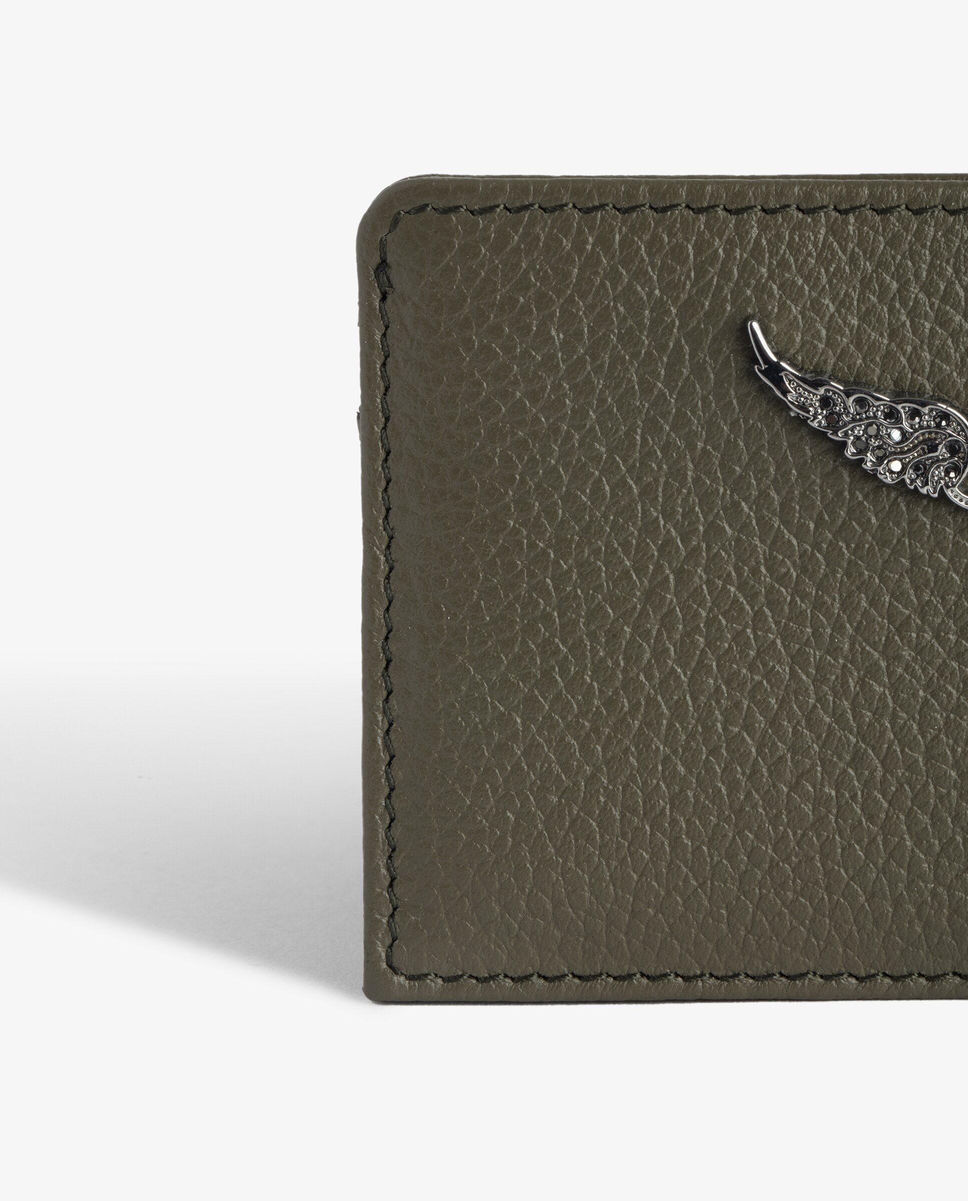 Tarjetero de mujer de piel granulada con colgante de strass - Zadig & Voltaire - Verde Verde-4