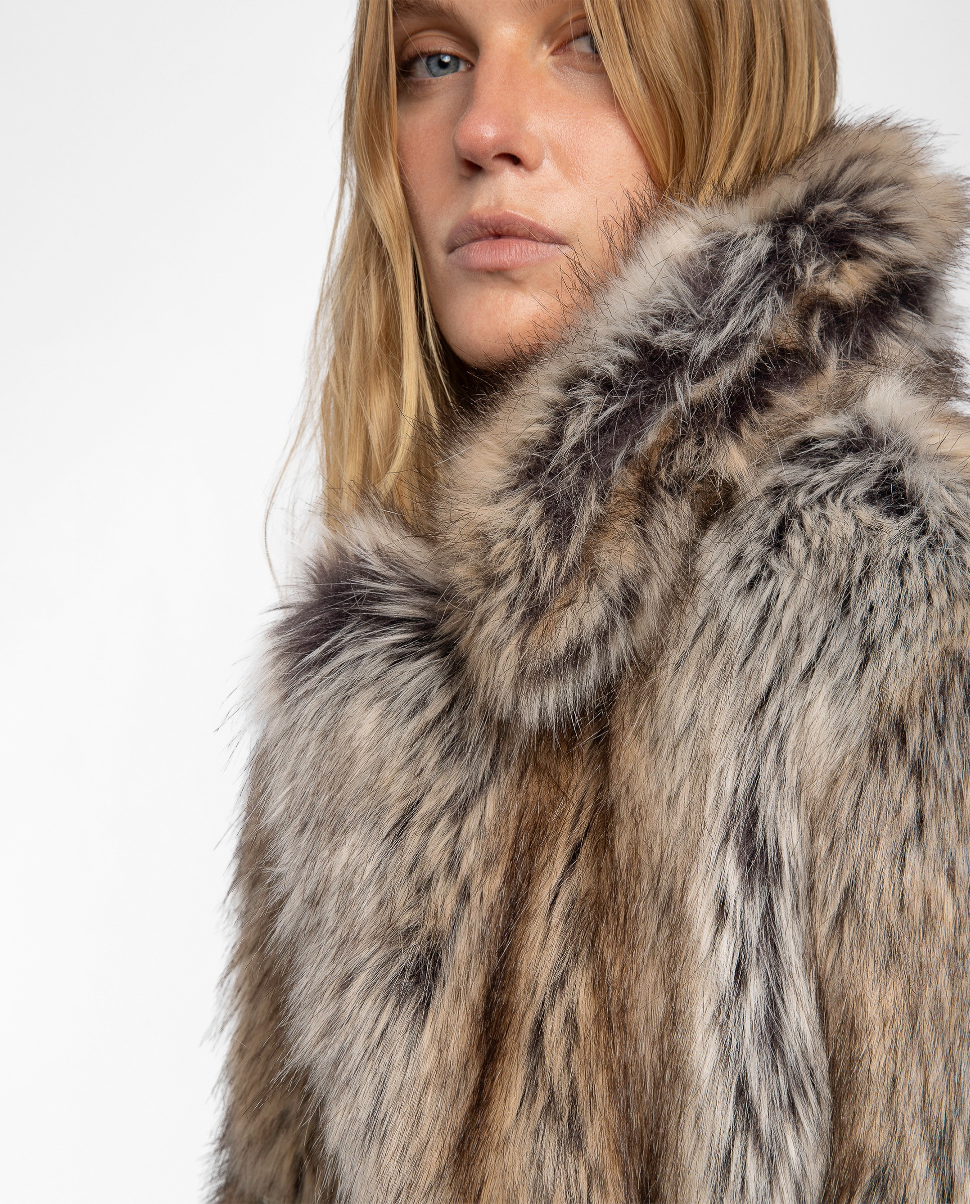 Abrigo corto de pelo sintético de mujer con mangas largas - Zadig & Voltaire - Beige Beige-2