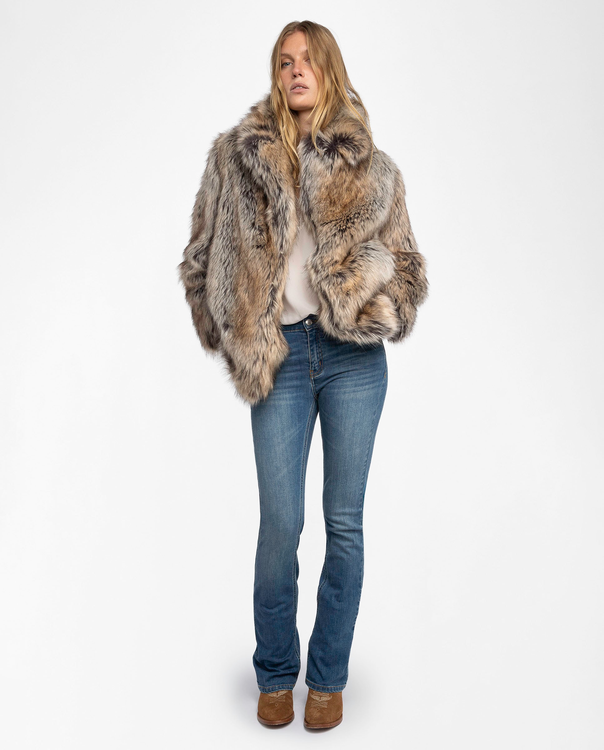 Abrigo corto de pelo sintético de mujer con mangas largas - Zadig & Voltaire - Beige Beige-3