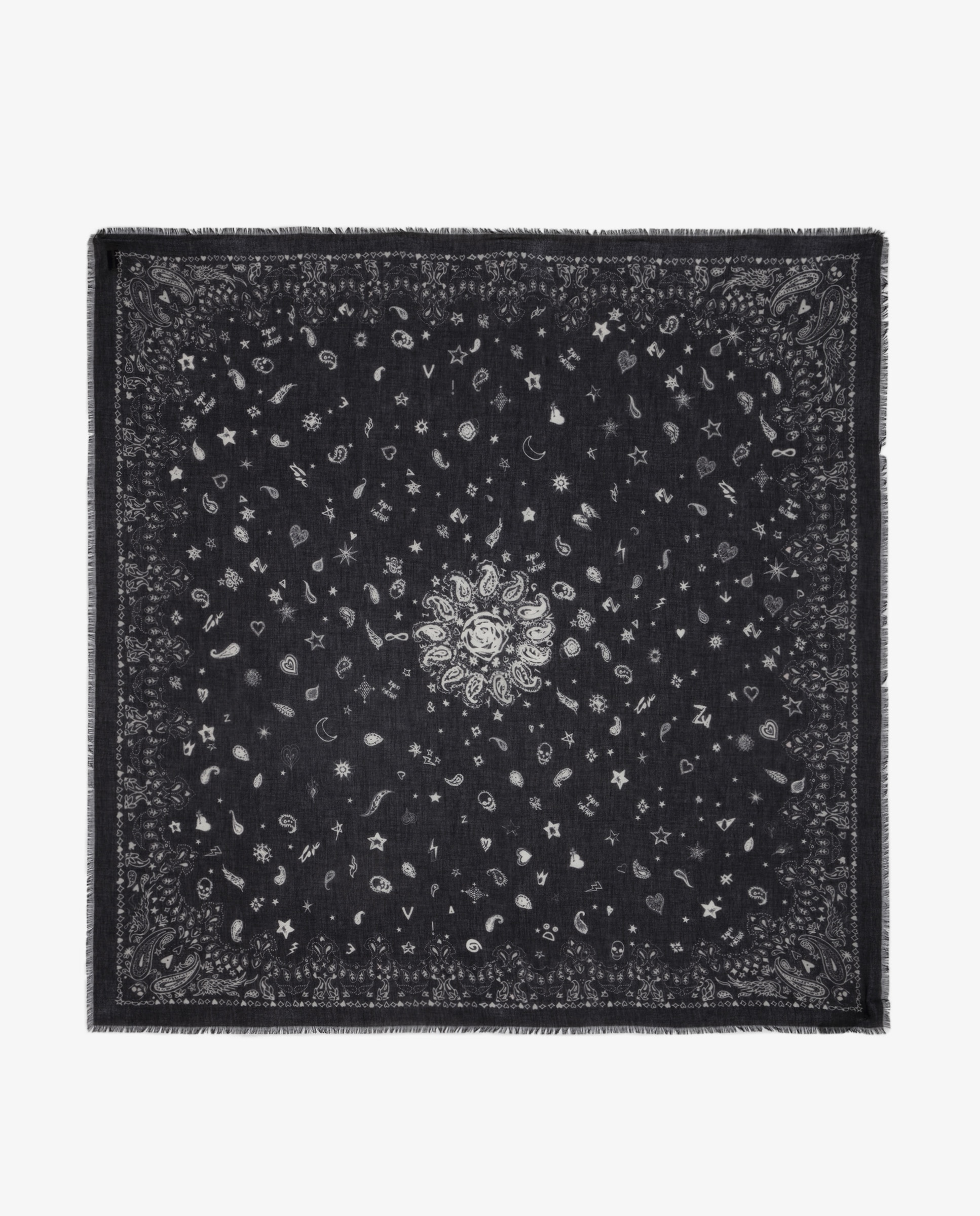 Bandana de mujer maddie en algodón rosa oscuro - Zadig & Voltaire - Rojo Negro-1