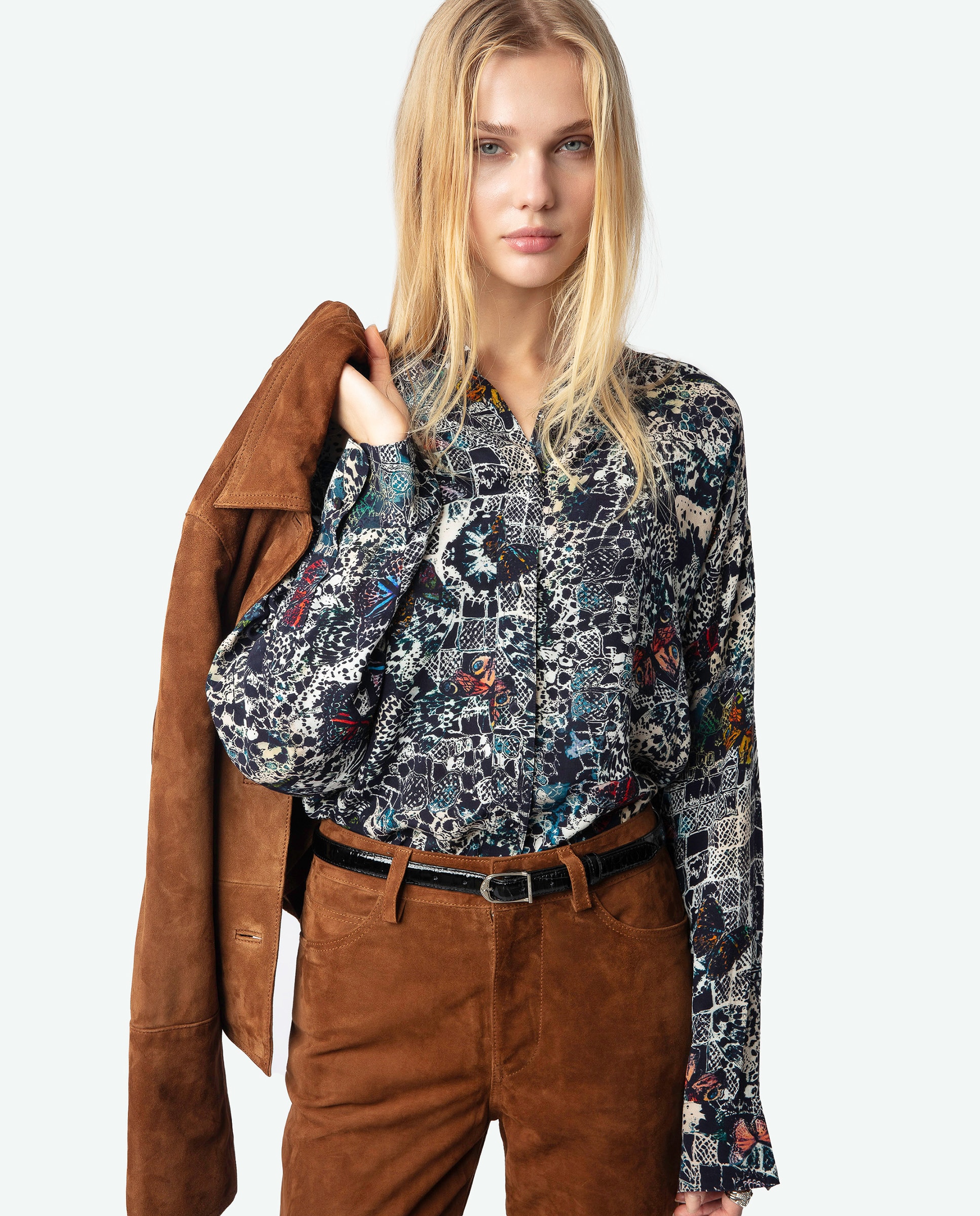 Zadig & Voltaire - Camisa de mujer Truett de manga larga.
