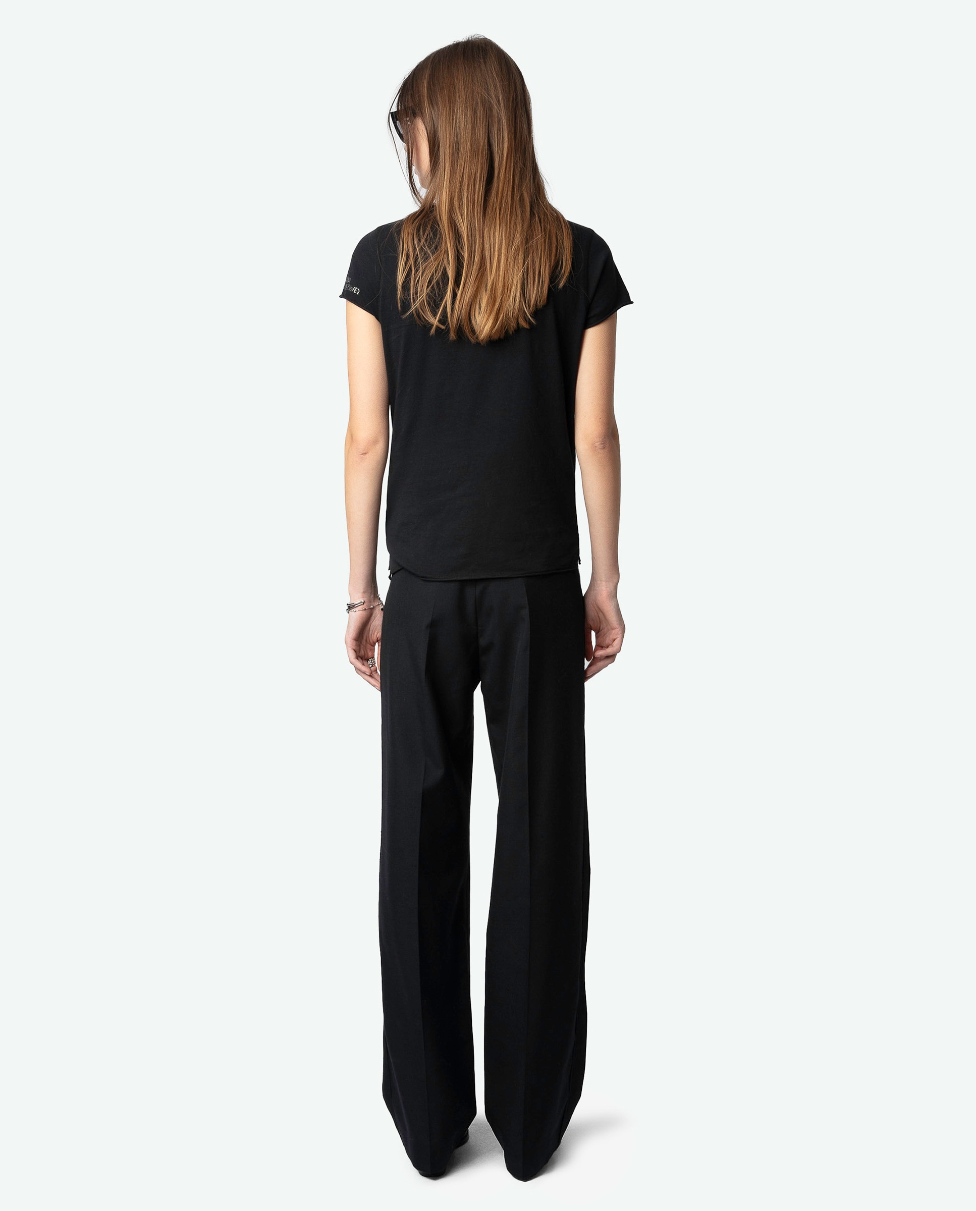 Camiseta tunecina de mujer de manga corta 100% algodón con strass multicolor - Zadig & Voltaire - Negro Negro-2