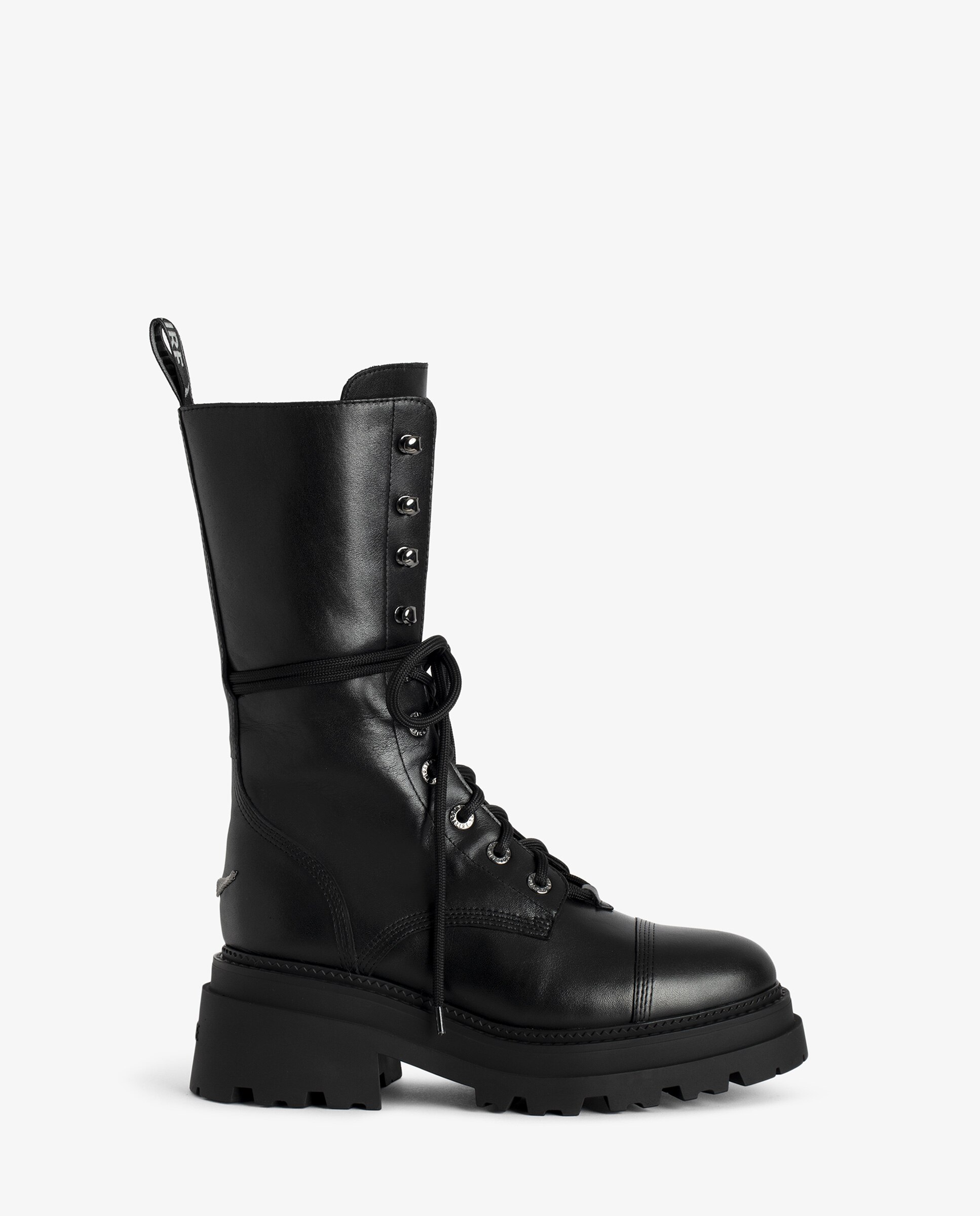 Imagen 0 de Bota con suela track de mujer de cuero negro Negro