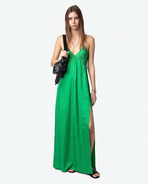 Imagen 0 de Vestido largo satinado de tirantes