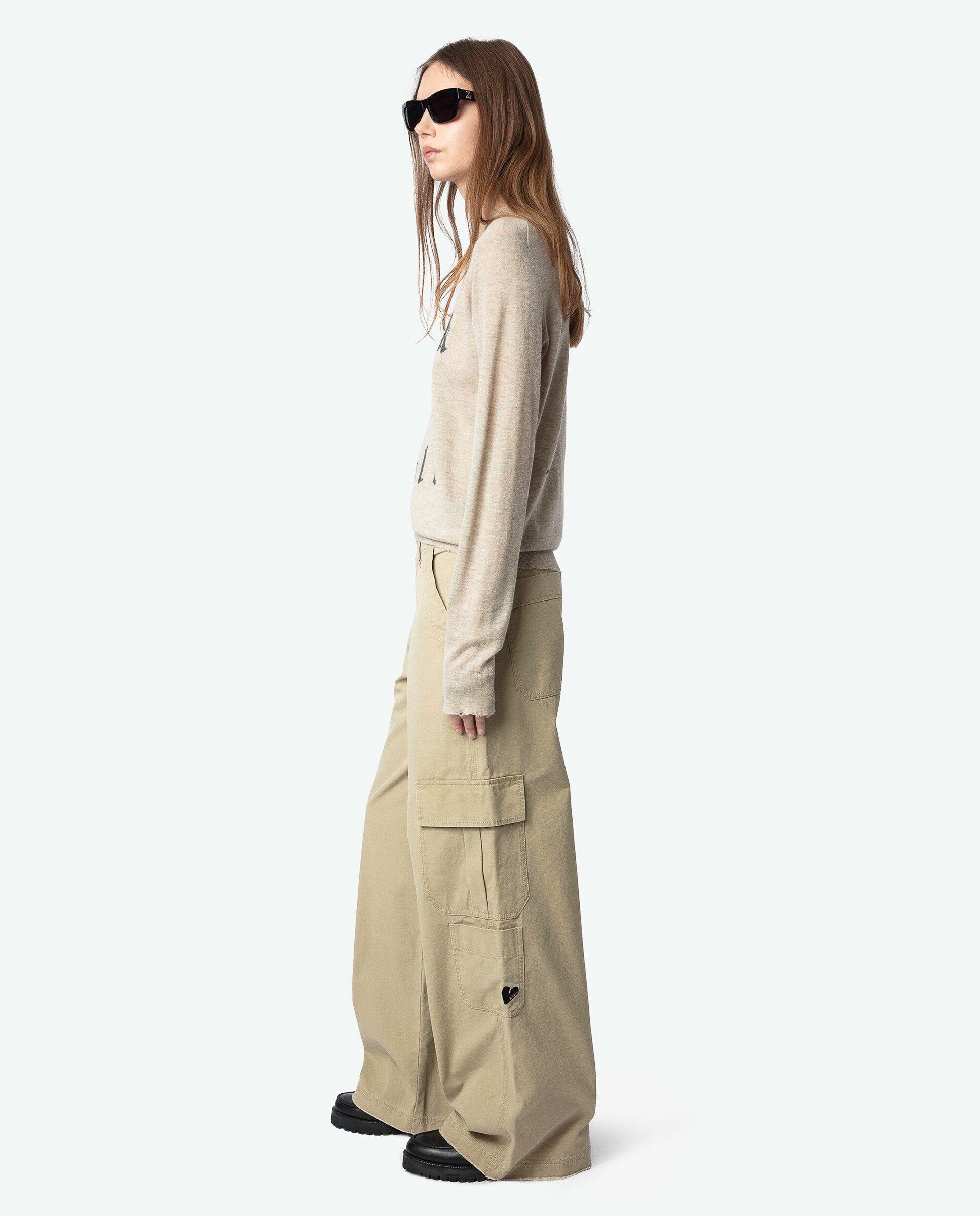Jersey de mujer Ivy 100% cachemira con letrero frontal Beige Zadig
