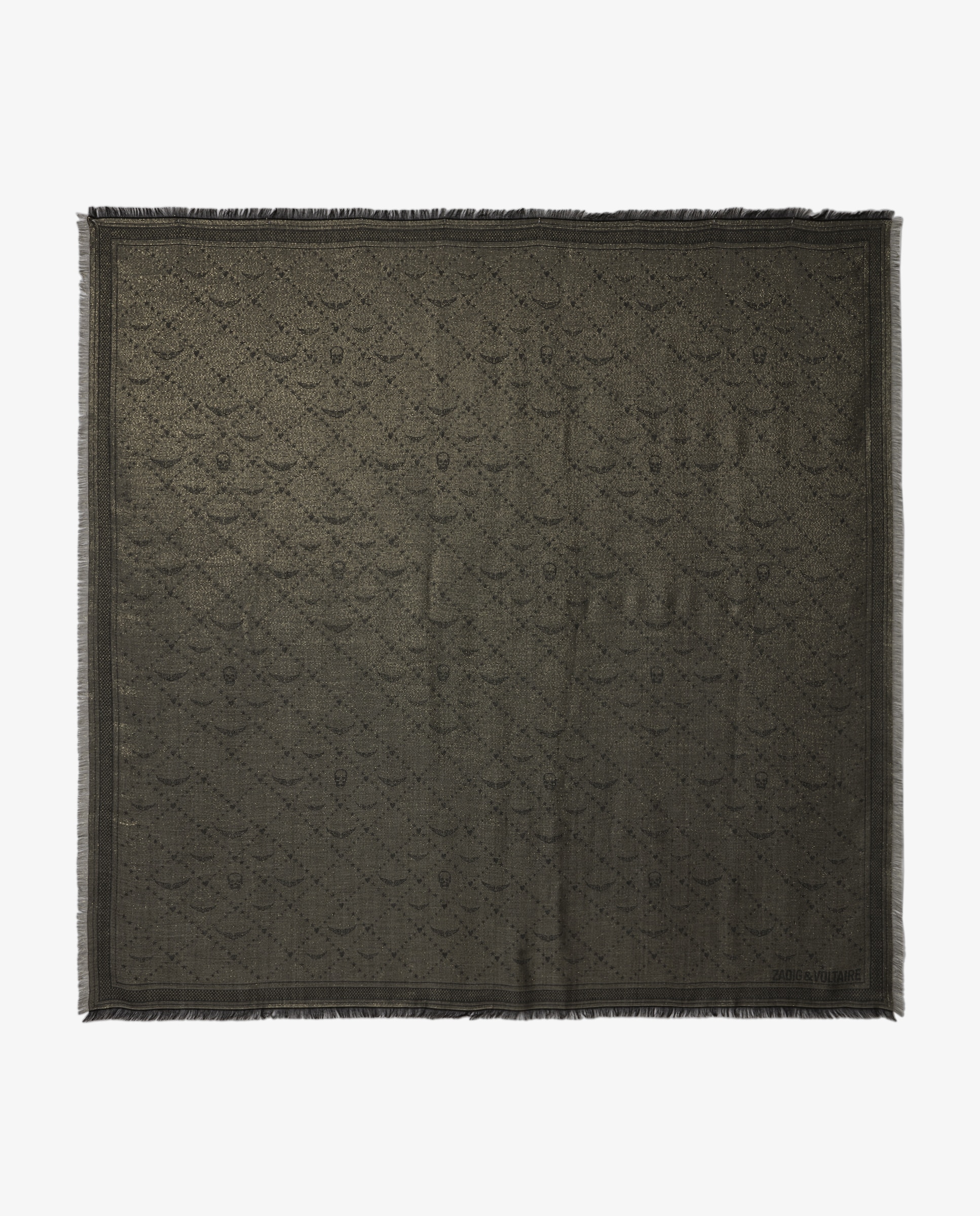 Foulard de mujer grande jacquard con monograma metalizado de modal - Zadig & Voltaire - Gris Gris-1