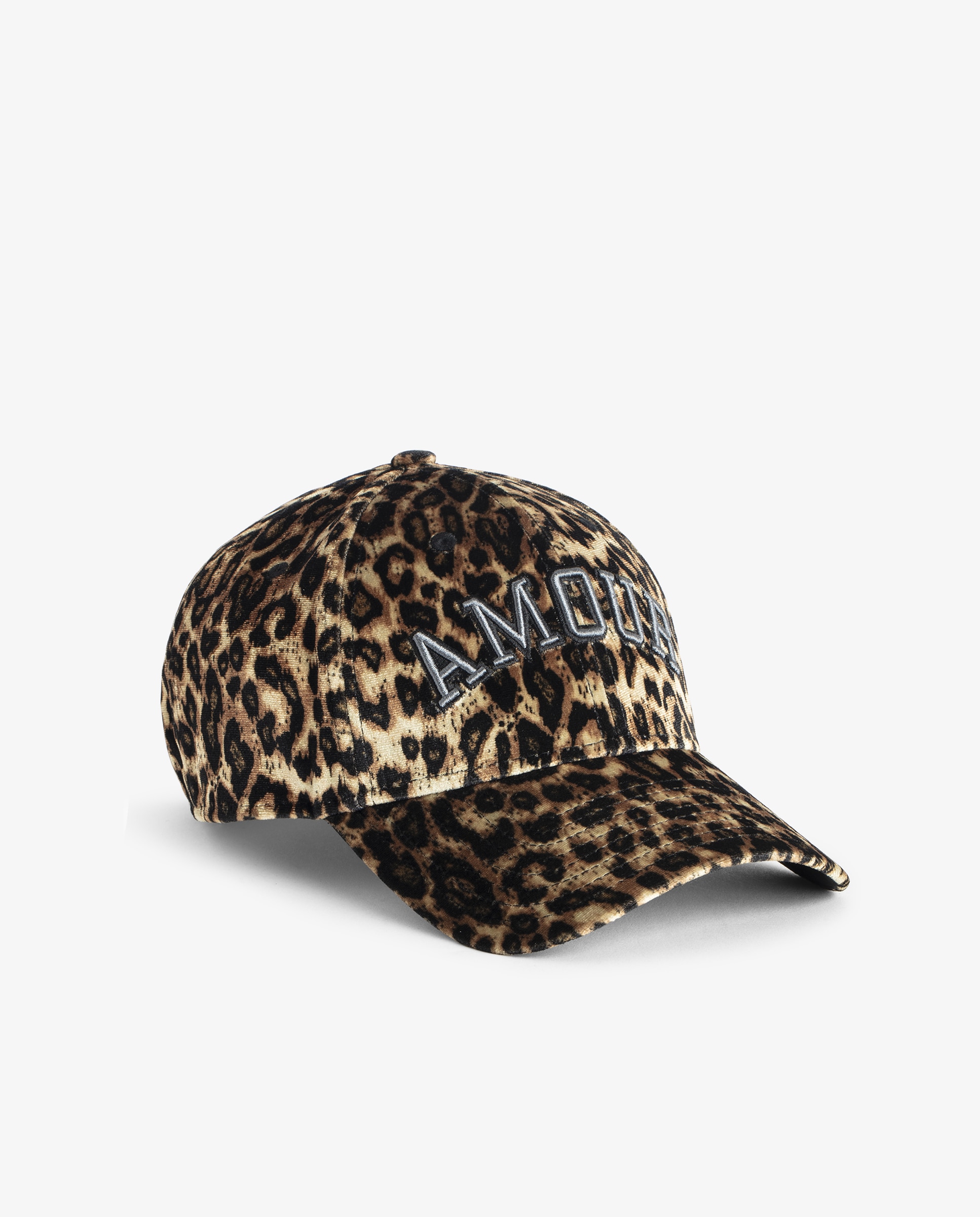 Gorra de mujer con estampado de leopardo en terciopelo - Zadig & Voltaire - Naranja Naranja-1