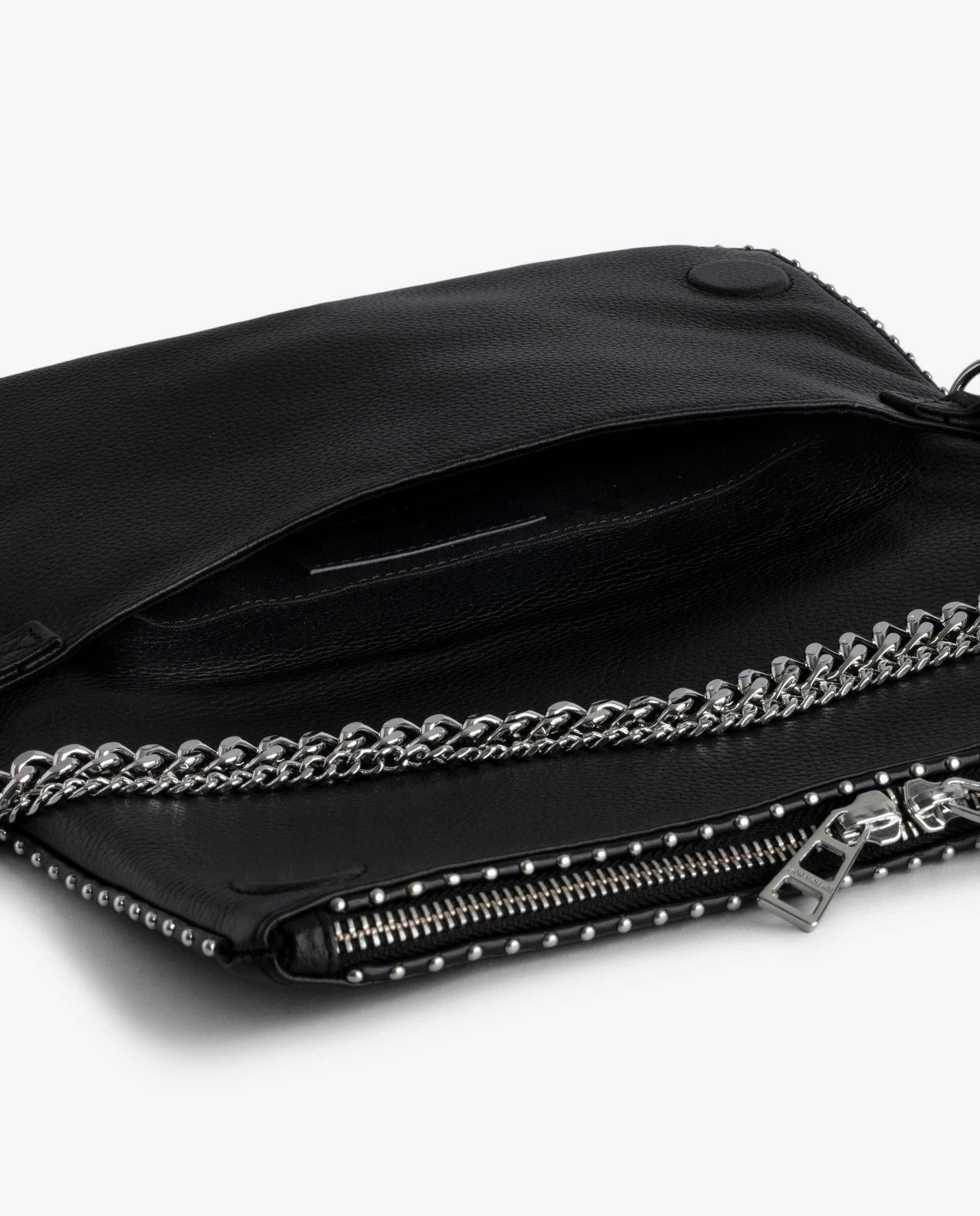 Bolso de mano con tachuelas de piel granulada - Zadig & Voltaire - Negro Negro-7
