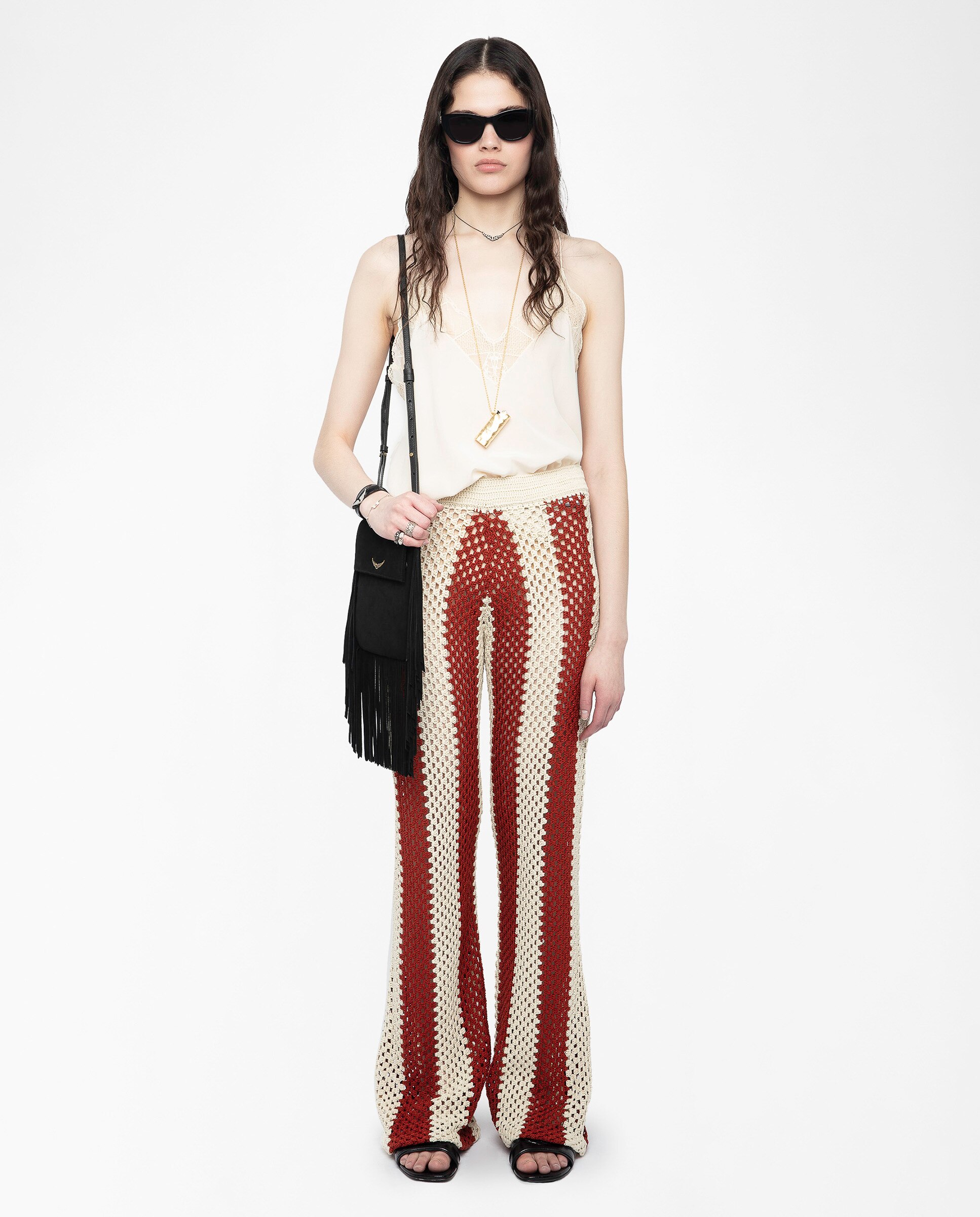 Pantalón de mujer Pia de crochet a rayas