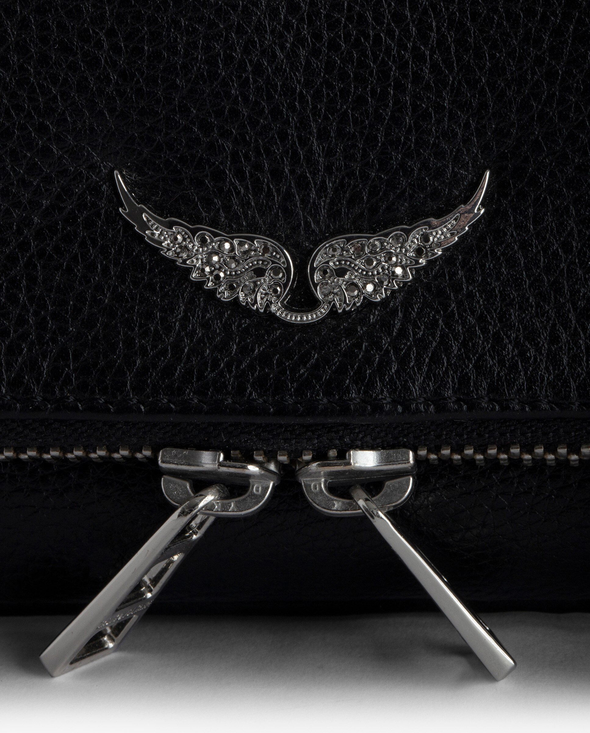 Bolso mini de mano rock de cuero granulado con cadenas y strass - Zadig & Voltaire - Plata Plata-6