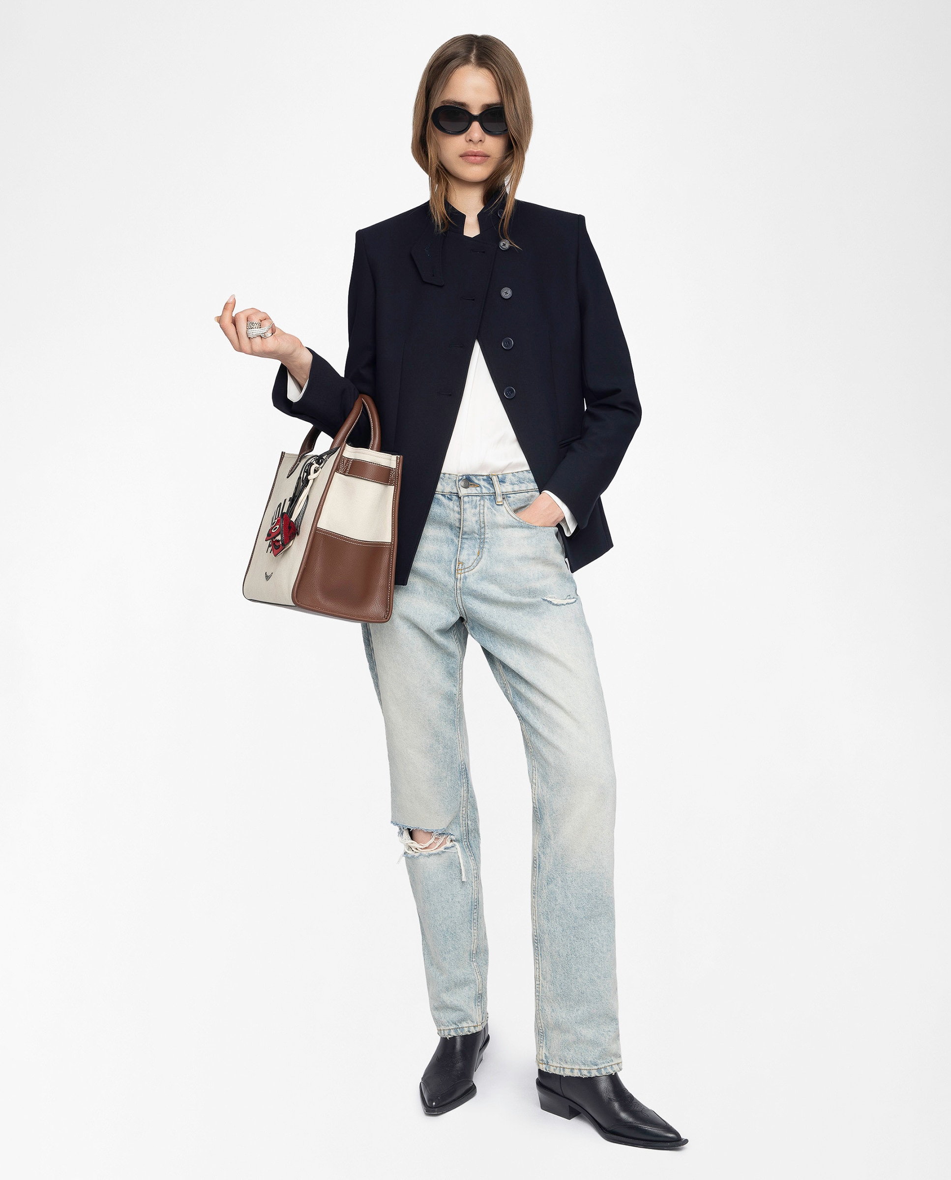 Zadig & Voltaire - Blazer de mujer con alas de estrás y corte recto.