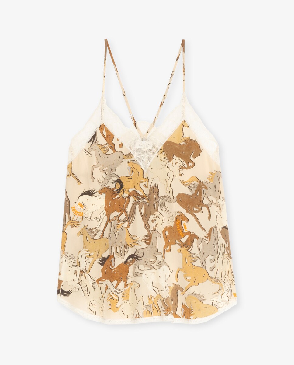 Top Sin Mangas Anagram En Seda Gris