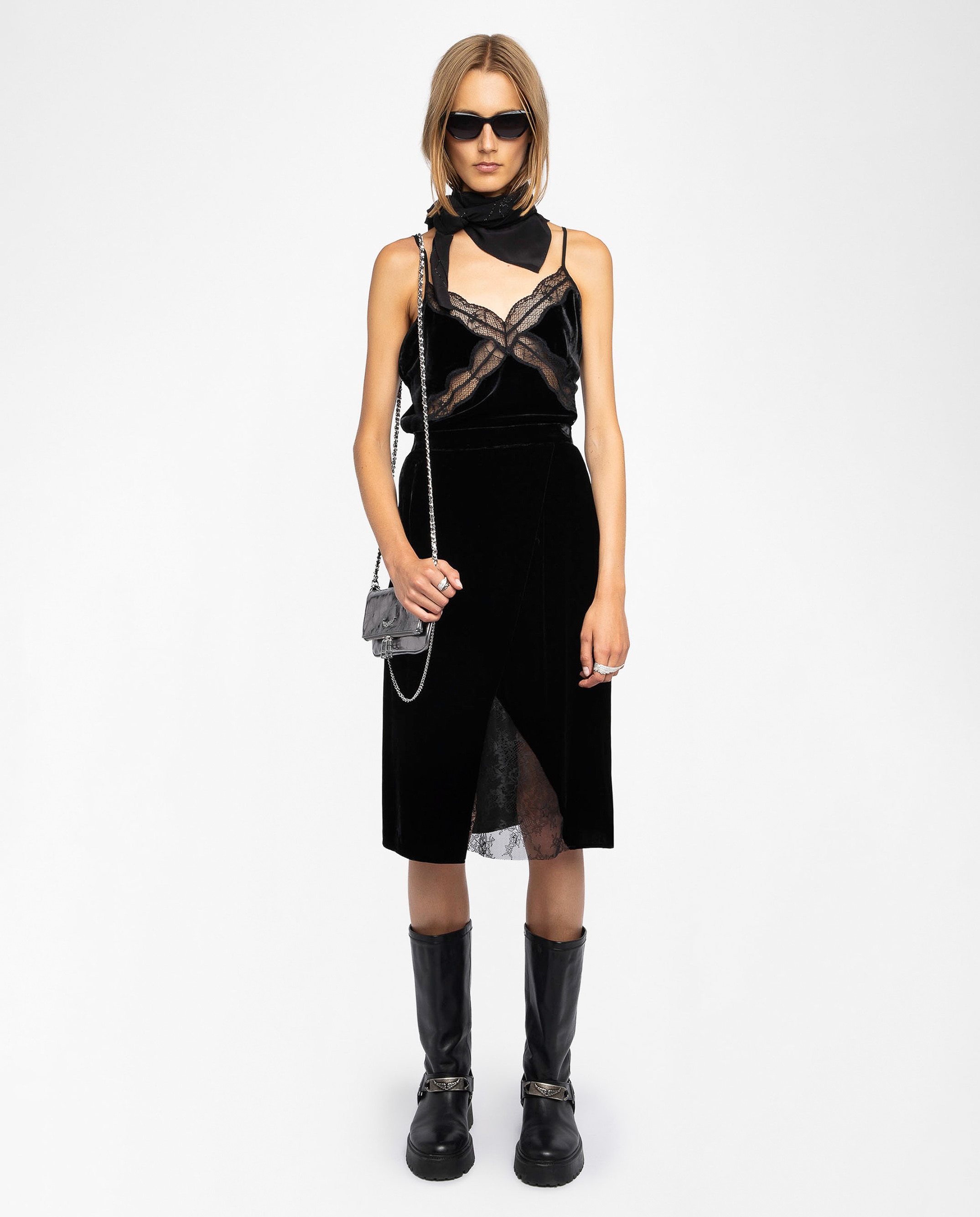 Zadig & Voltaire - Falda Julen terciopelo semilarga holgado.