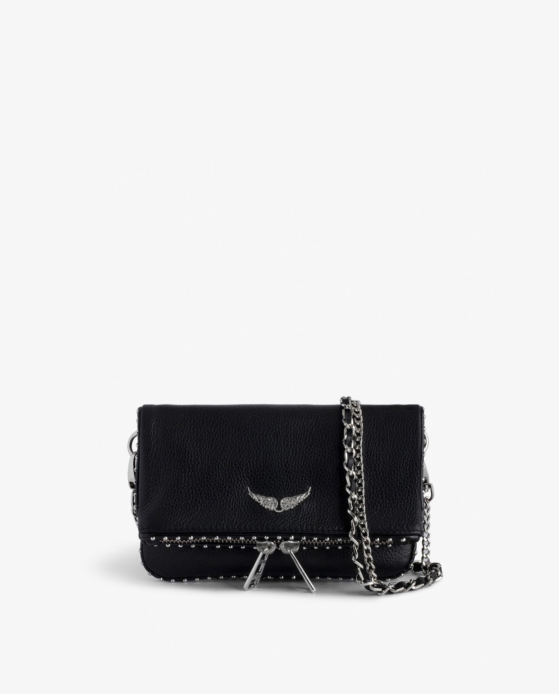 Bolso de mano rock nano mini de piel negra con tachuelas plateadas - Zadig & Voltaire - Negro Negro-1