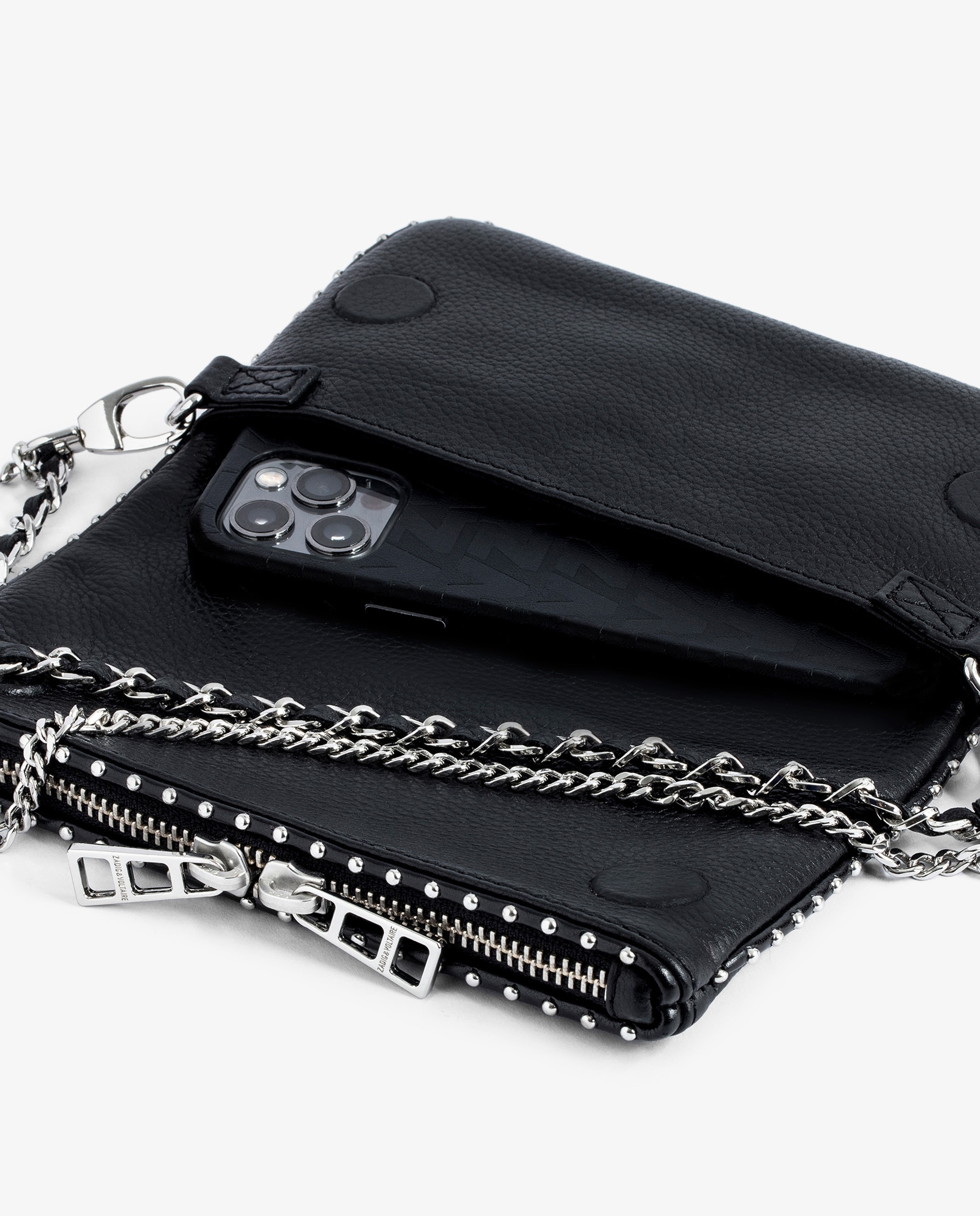 Bolso de mano rock nano mini de piel negra con tachuelas plateadas - Zadig & Voltaire - Negro Negro-5