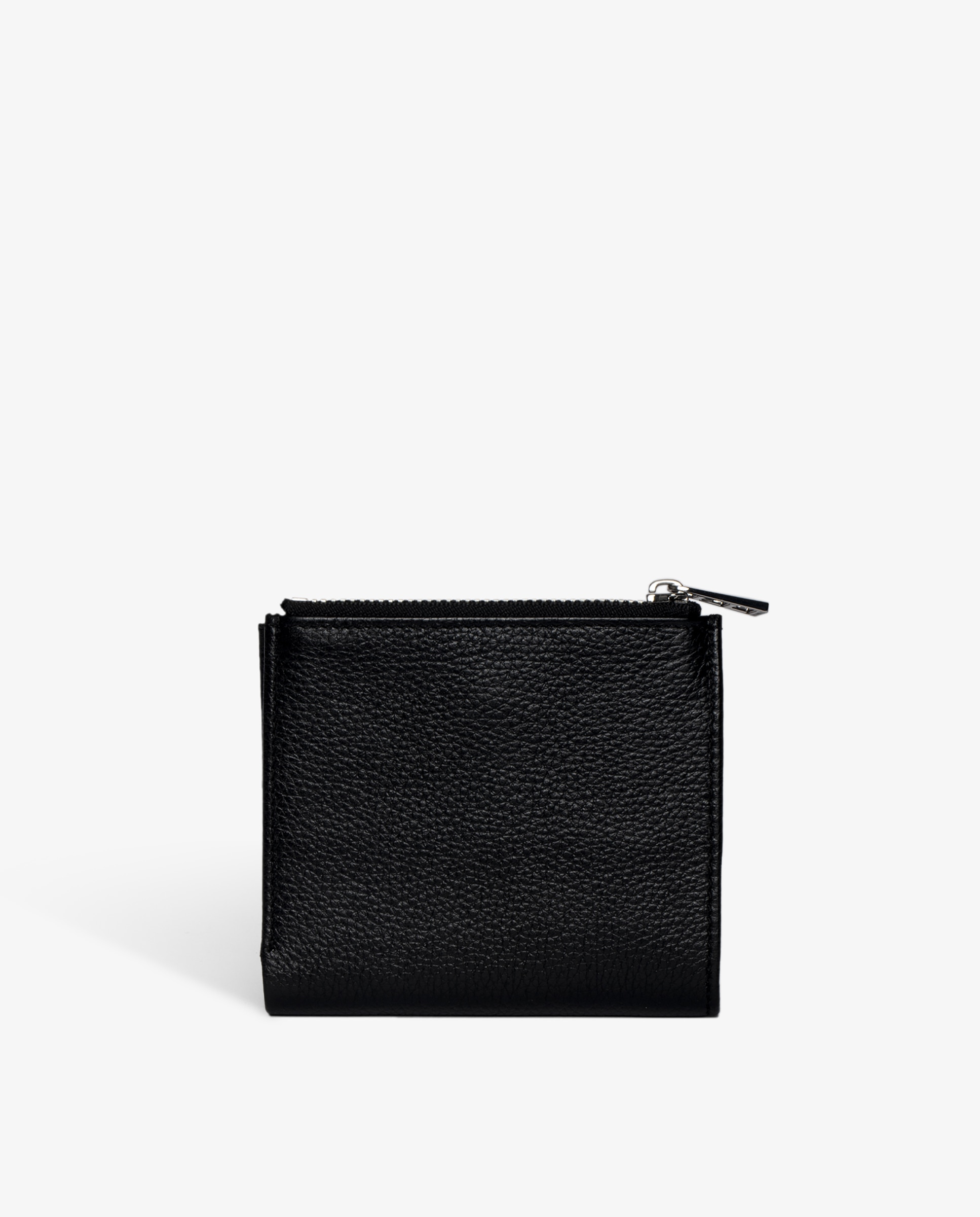 Cartera pequeña de mujer en piel granulada de color negro con solapa y cremallera - Zadig & Voltaire - Negro Negro-3