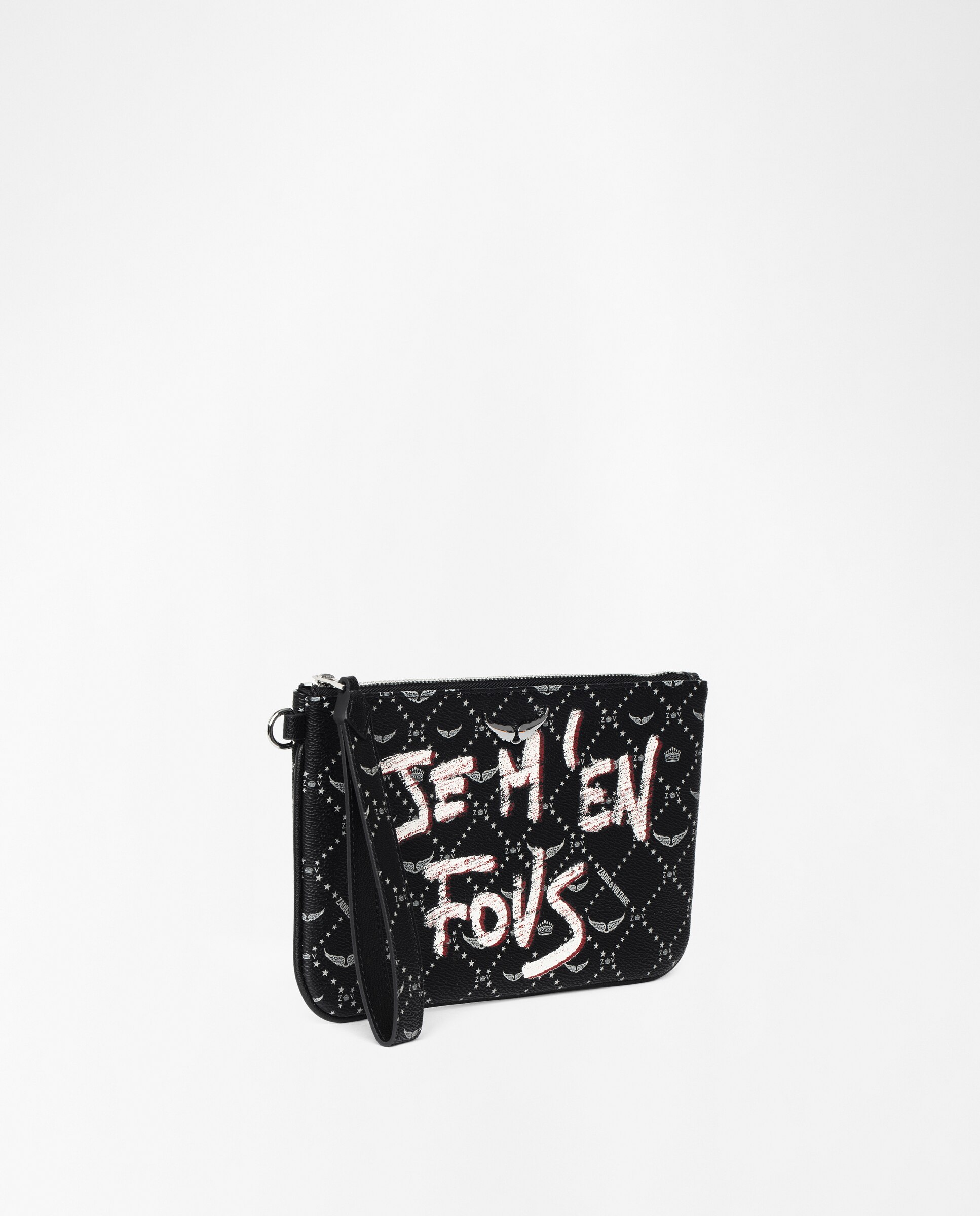 Bolso de mano de mujer de lona monograma revestida con etiqueta de alas - Zadig & Voltaire - Negro Negro-2