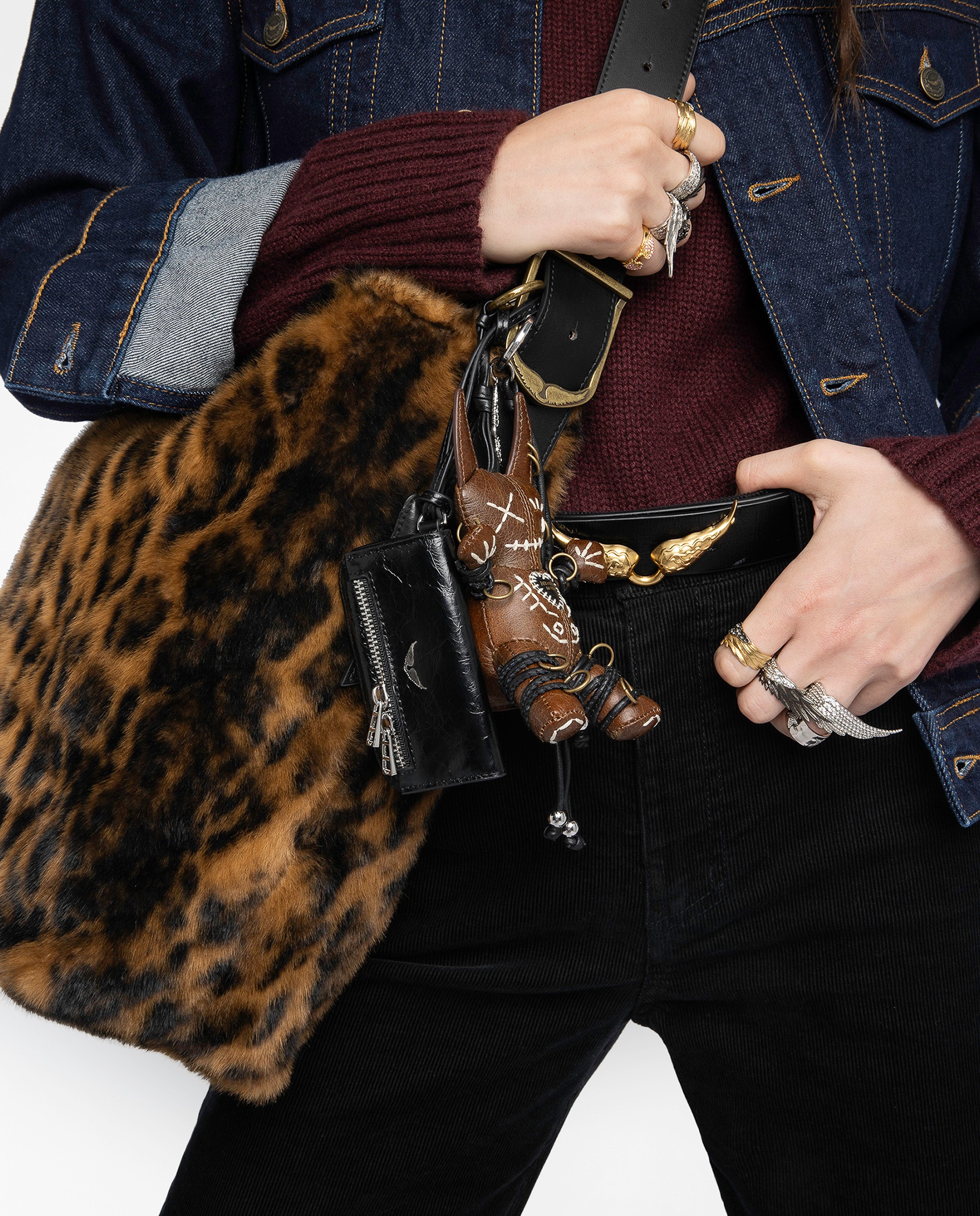 Llavero de mini bolso rock en cuero vintage - Zadig & Voltaire - Negro Negro-2