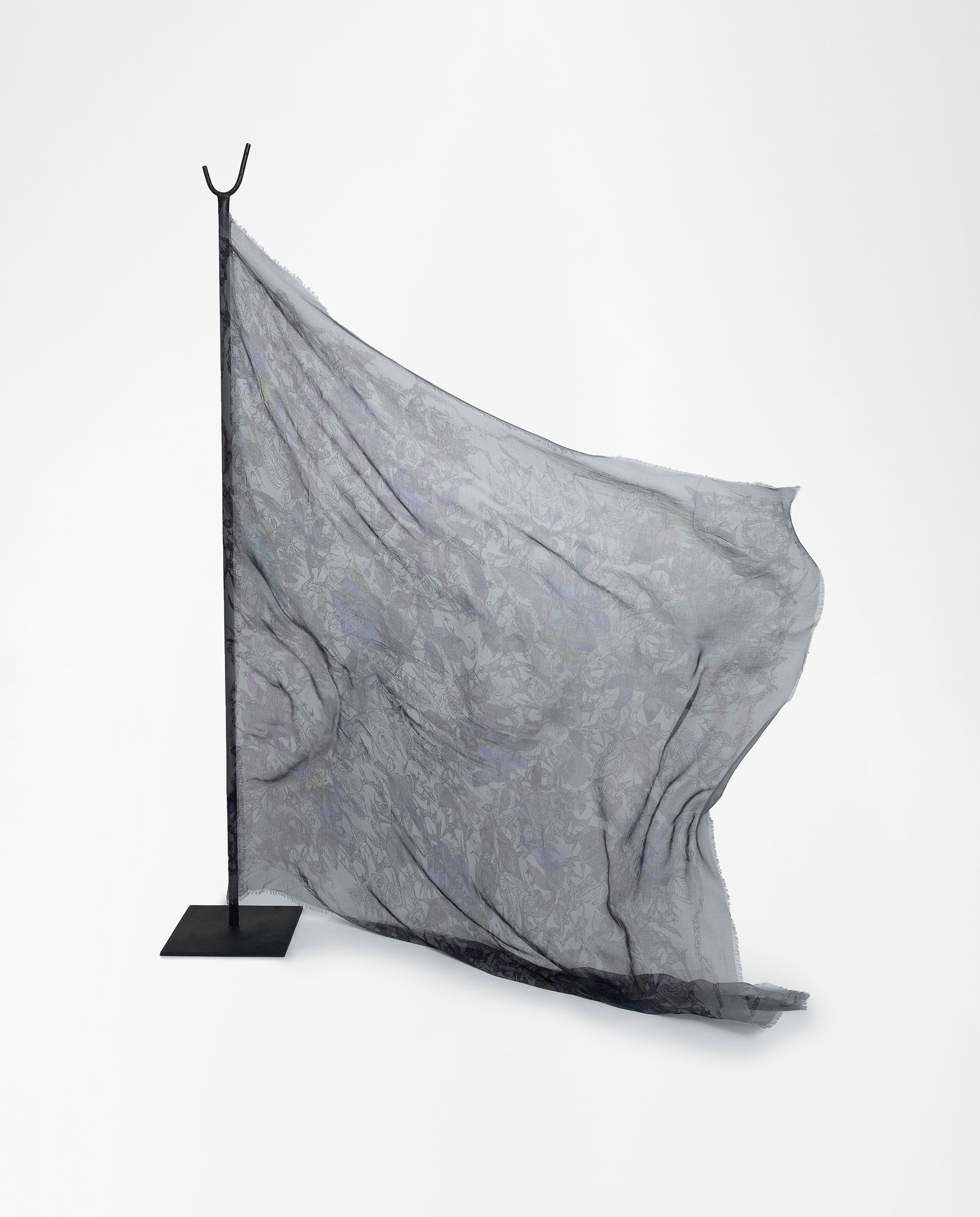 Foulard de mujer de modal con estampado de rosas - Zadig & Voltaire - Gris Gris-1