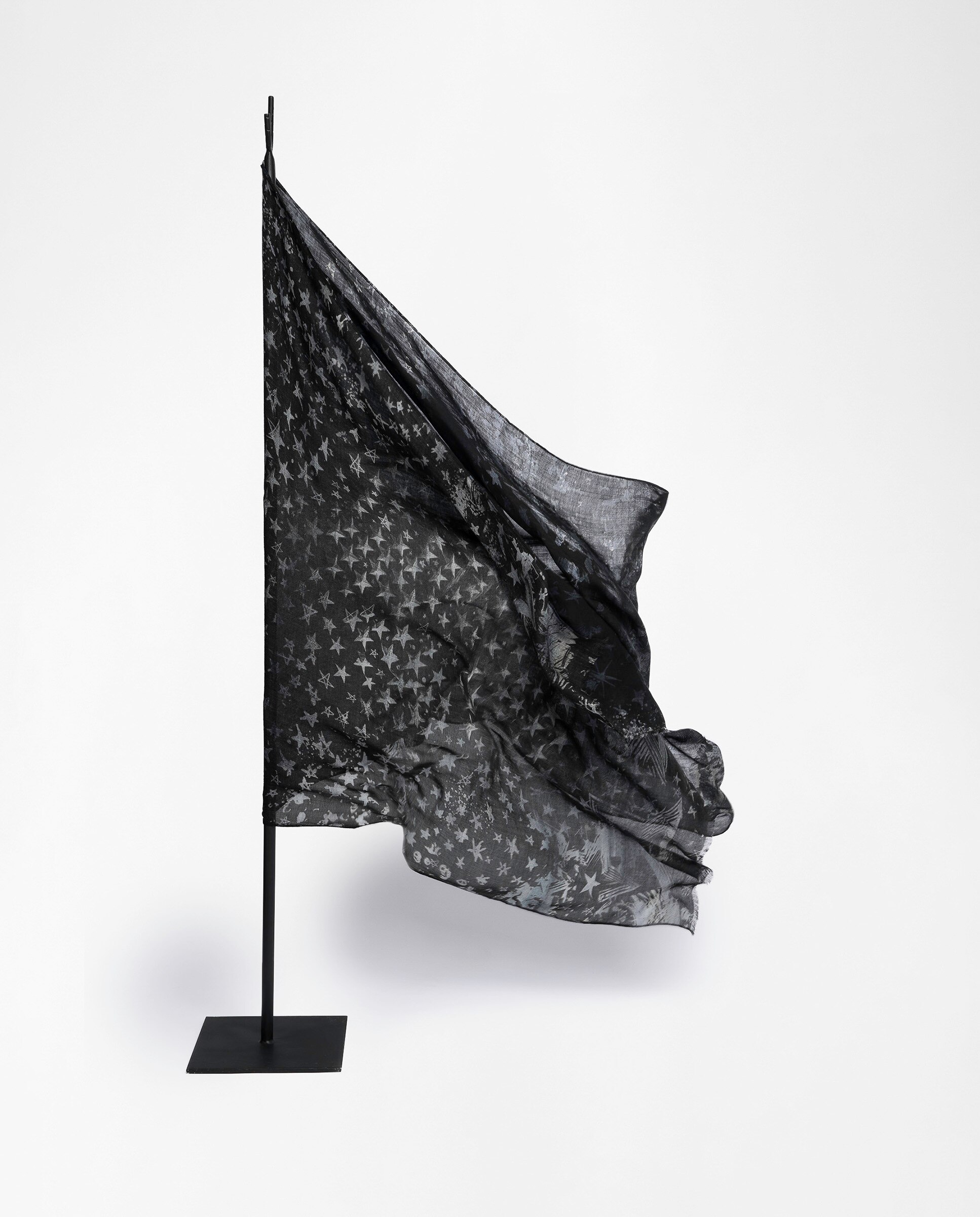 Fular de mujer 100% lana con estampado de estrellas y efecto degradado - Zadig & Voltaire - Gris Gris-4