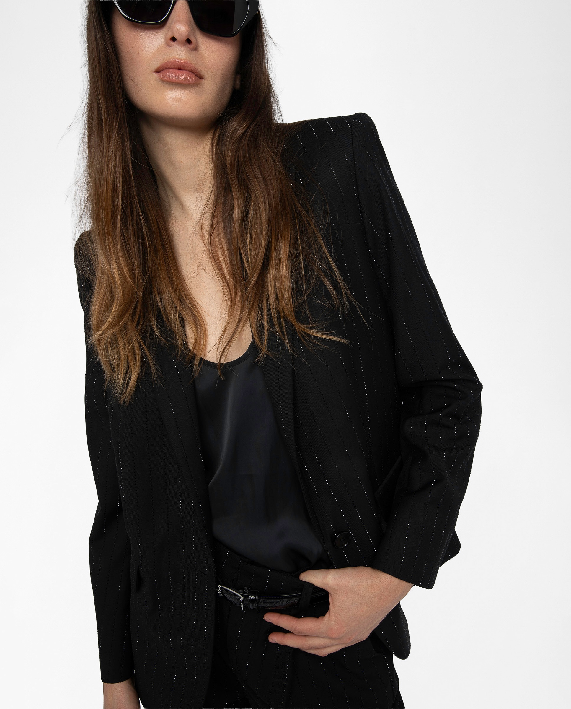 Zadig & Voltaire - Blazer de mujer estructurado recto con strass.