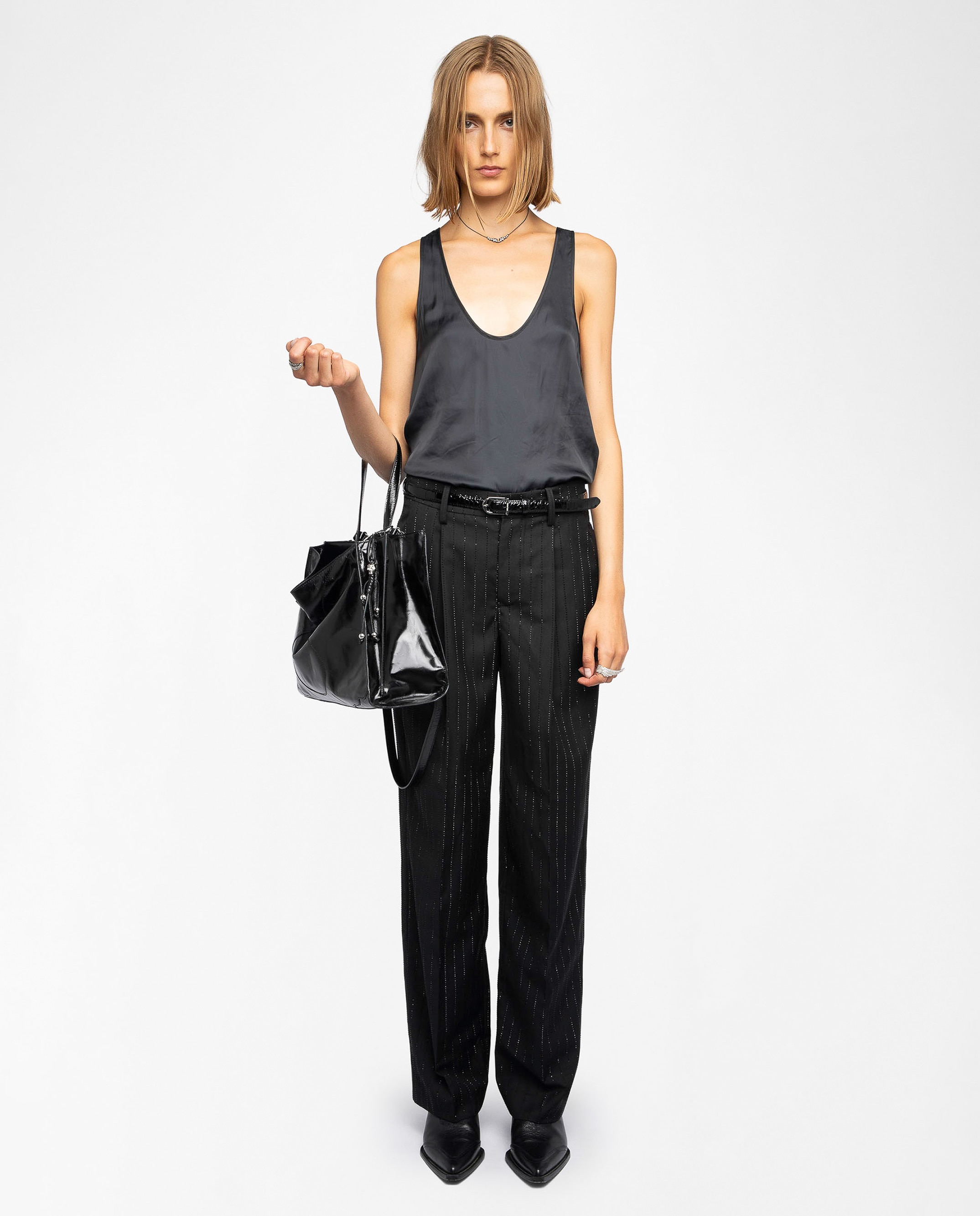 Zadig & Voltaire - Pantalón Puros rectos cintura alta de mujer.