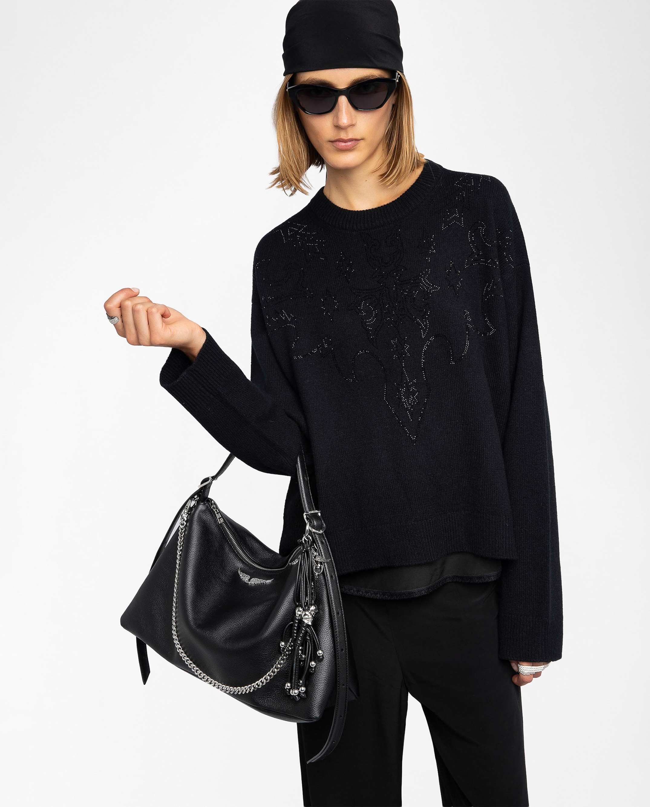 Zadig & Voltaire - Jersey Markuz 100% cachemira de mujer de manga larga de cachemira.
